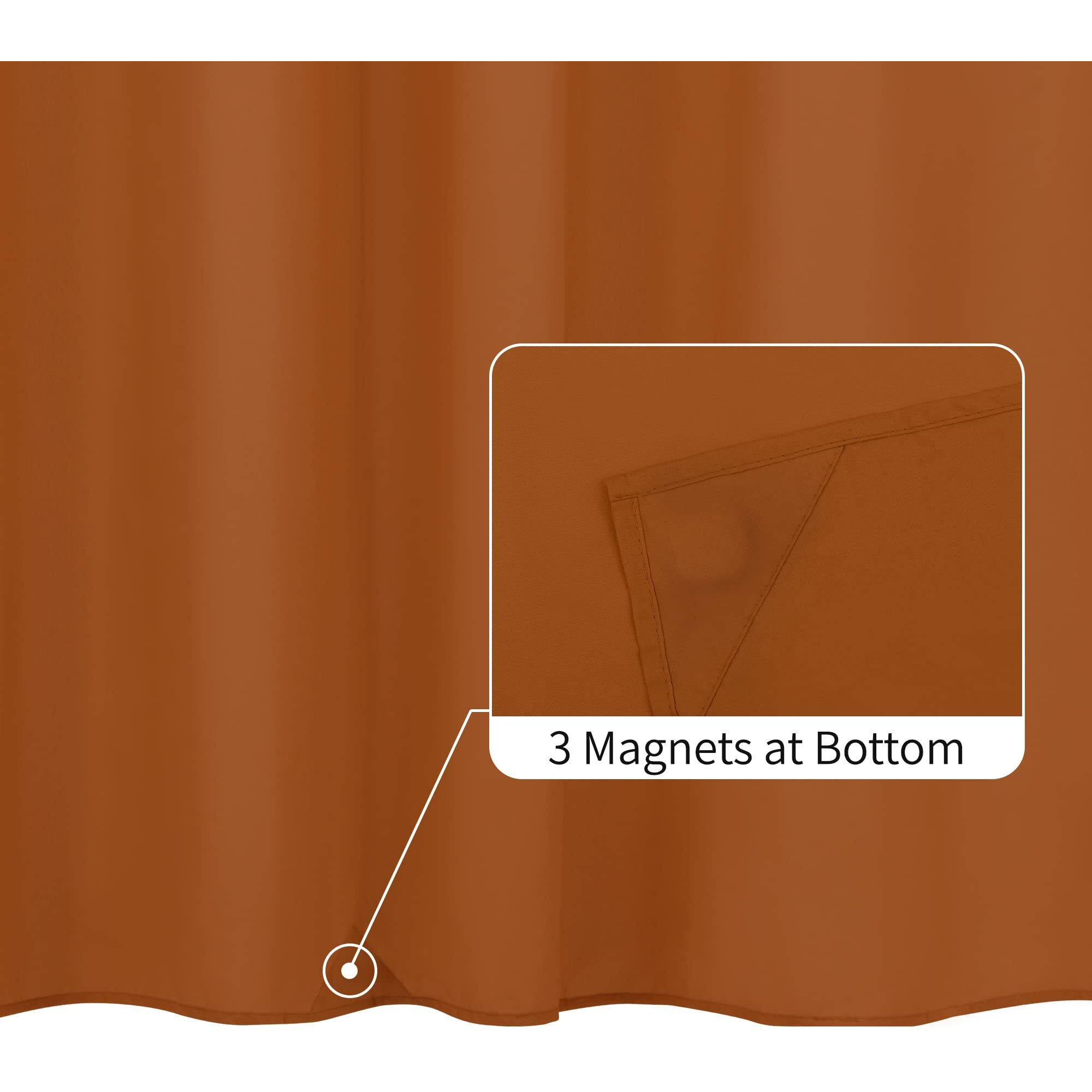 Alyvia Spring Burnt Orange Fabric Shower Curtain Liner Waterproof - Soft Hotel Quality Cloth Shower Liner With 3 Magnets  Light-Weight & Machine Washable - Standard Size 72X72  Burnt Orange