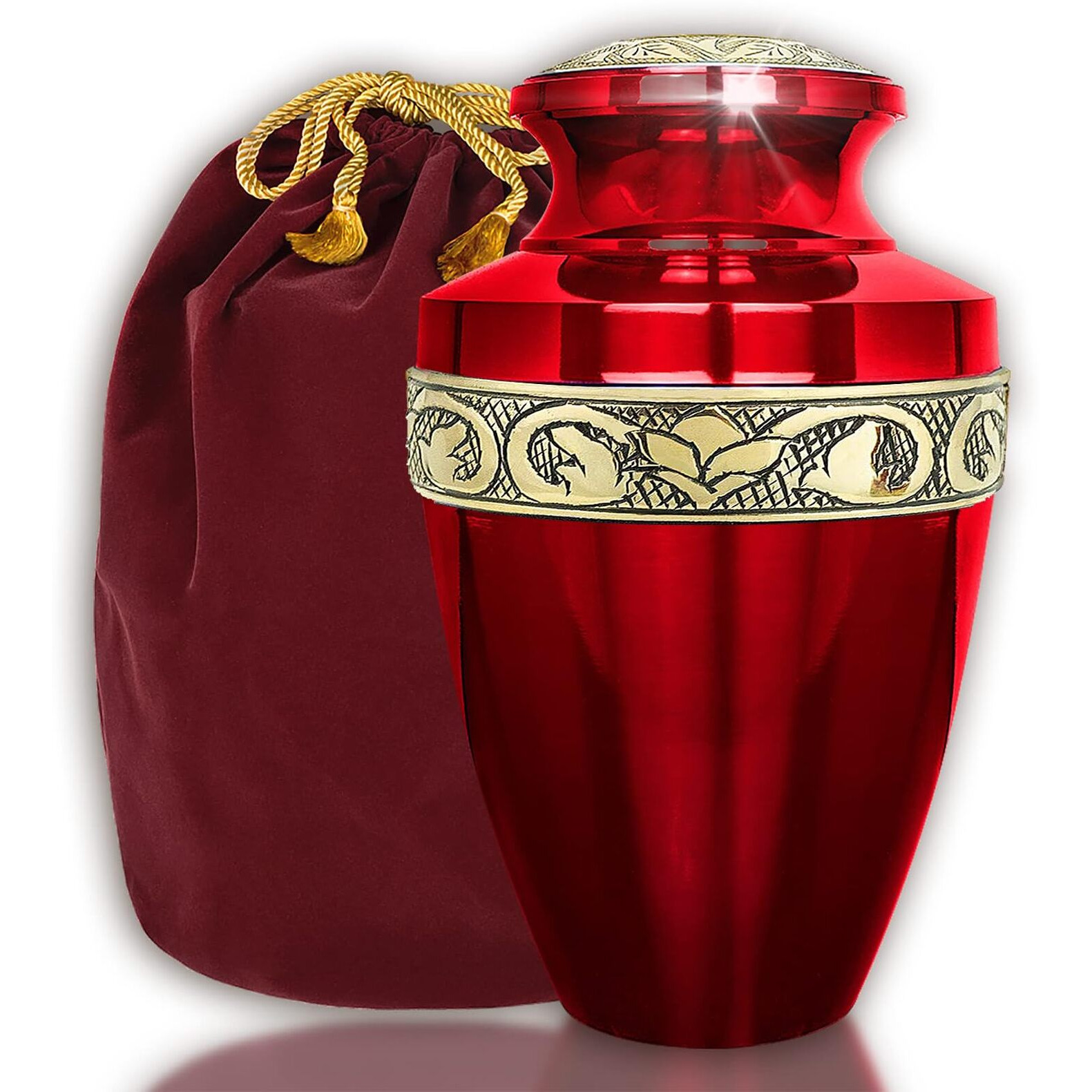 Trupoint Memorials Cremation Urns For Human Ashes - Decorative Urns  Urns For Human Ashes Female & Male  Urns For Ashes Adult Female  Funeral Urns - Red  Large