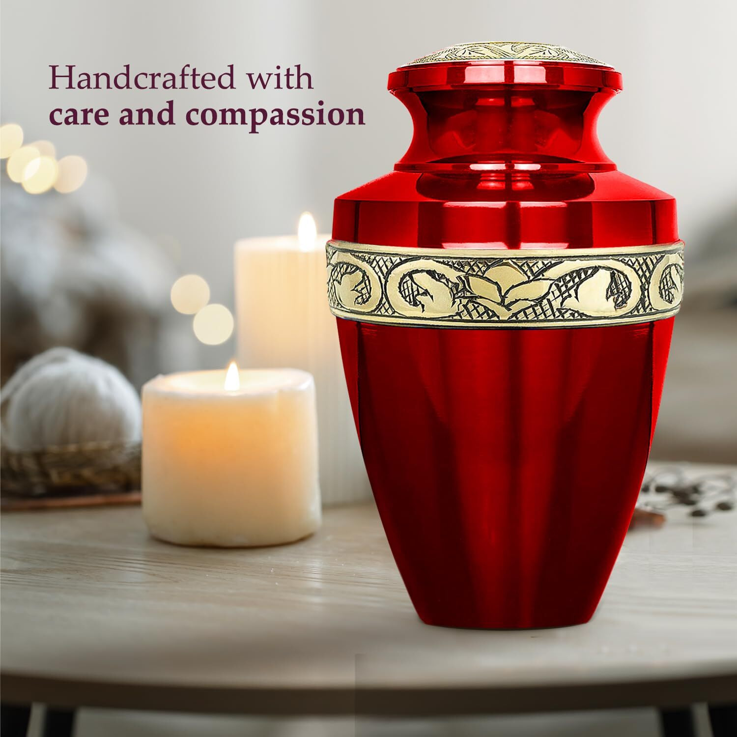 Trupoint Memorials Cremation Urns For Human Ashes - Decorative Urns  Urns For Human Ashes Female & Male  Urns For Ashes Adult Female  Funeral Urns - Red  Large