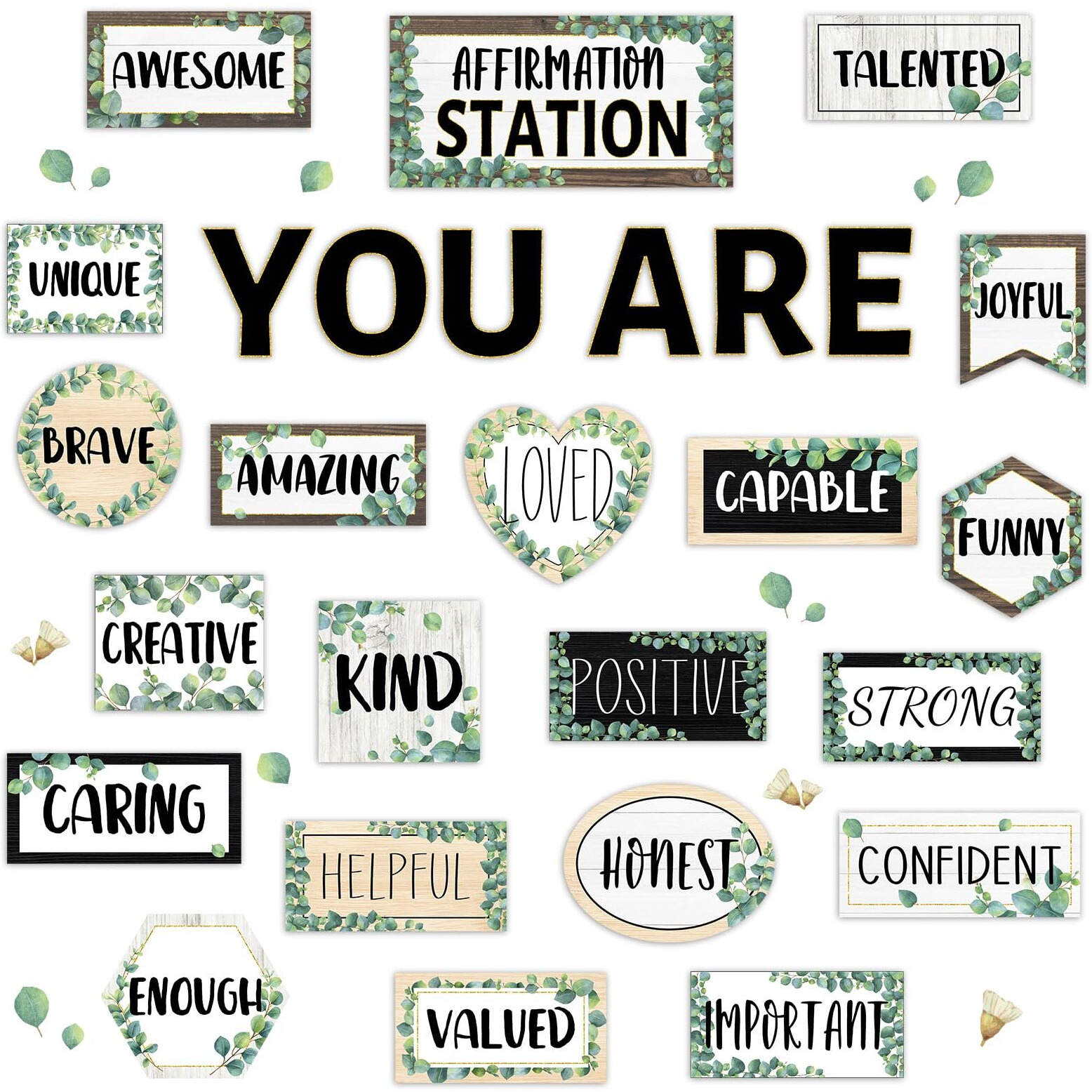 Eucalyptus Affirmation Station Bulletin Board Set Inspirational Bulletin Board For Classroom Decor Greenery Posters Positive Affirmations Accents Cutouts For Teachers School Chart Wall Supplies