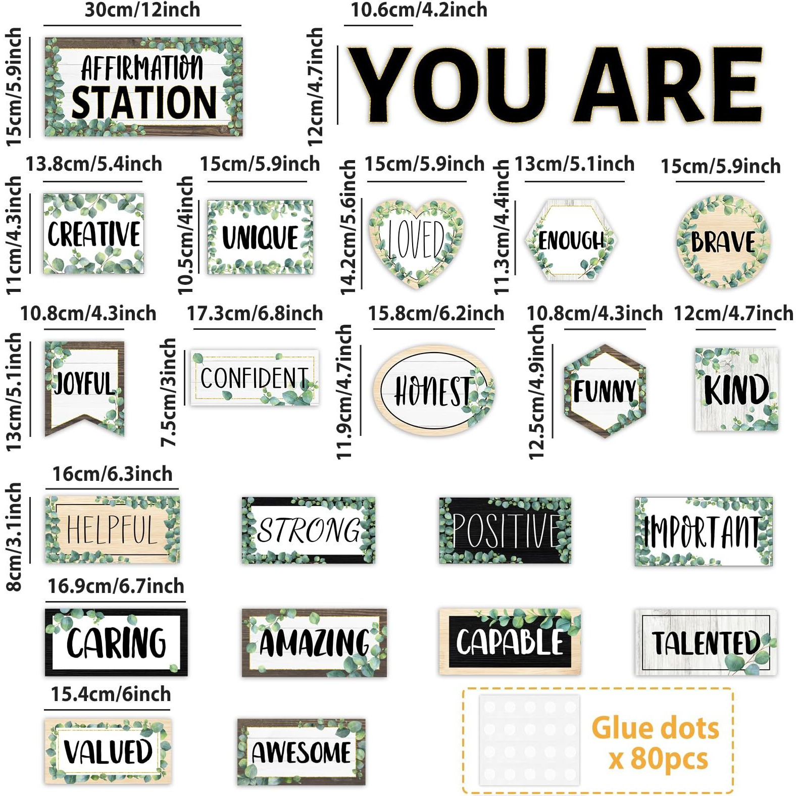 Eucalyptus Affirmation Station Bulletin Board Set Inspirational Bulletin Board For Classroom Decor Greenery Posters Positive Affirmations Accents Cutouts For Teachers School Chart Wall Supplies