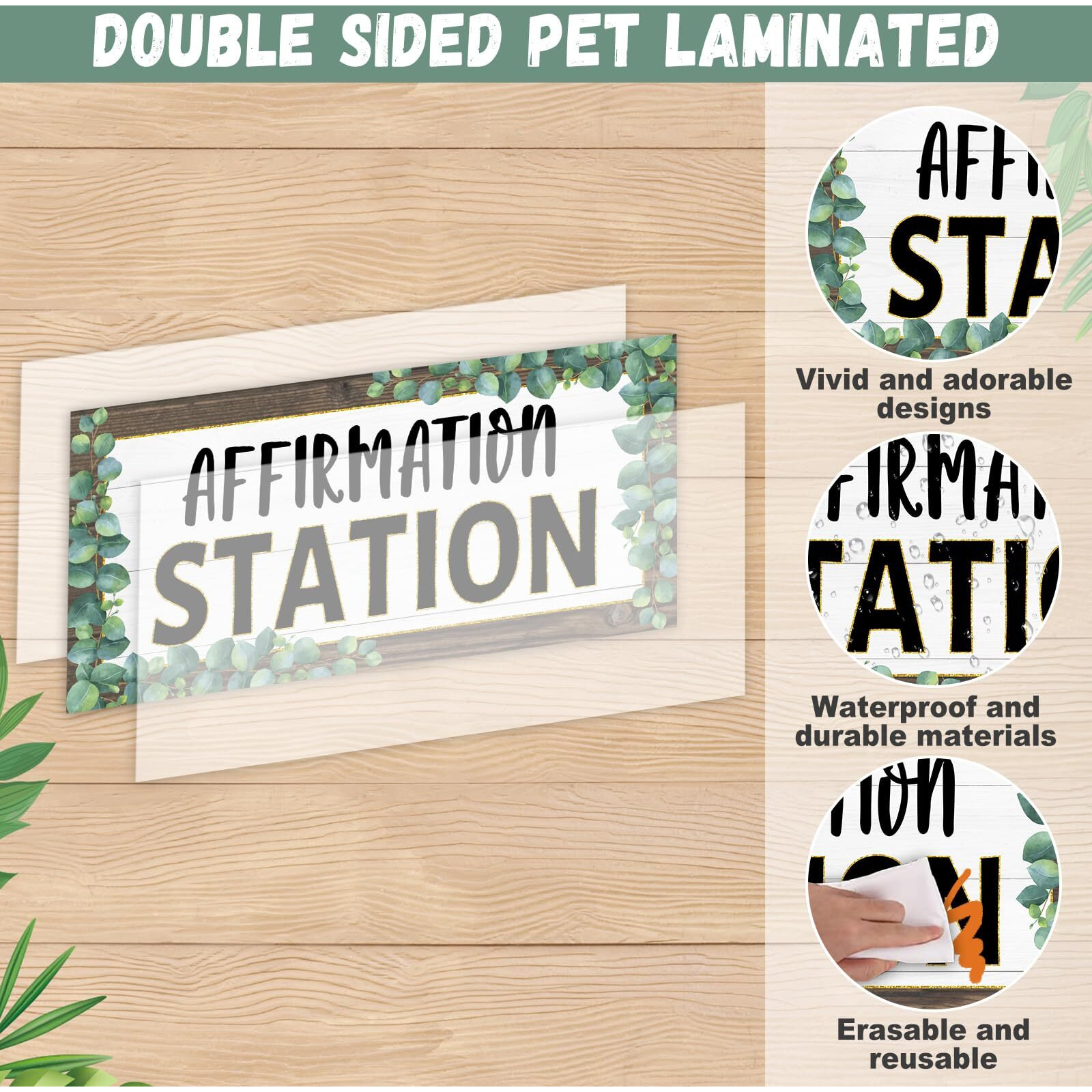 Eucalyptus Affirmation Station Bulletin Board Set Inspirational Bulletin Board For Classroom Decor Greenery Posters Positive Affirmations Accents Cutouts For Teachers School Chart Wall Supplies