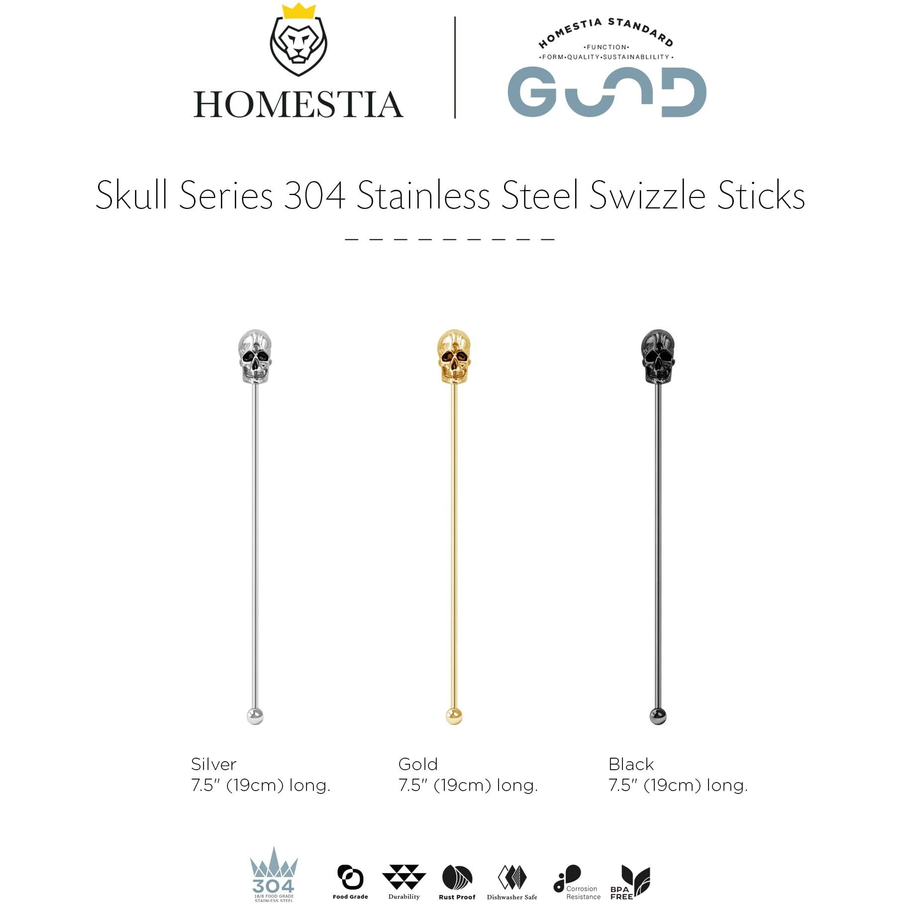 Homestia 6 Pieces Cocktail Stirrers For Drinks Reusable Coffee Stirrers  Gothic Skull Stirring Sticks Metal Stir Sticks For Coffee Bar  Hhalloween Kitchen Accessories