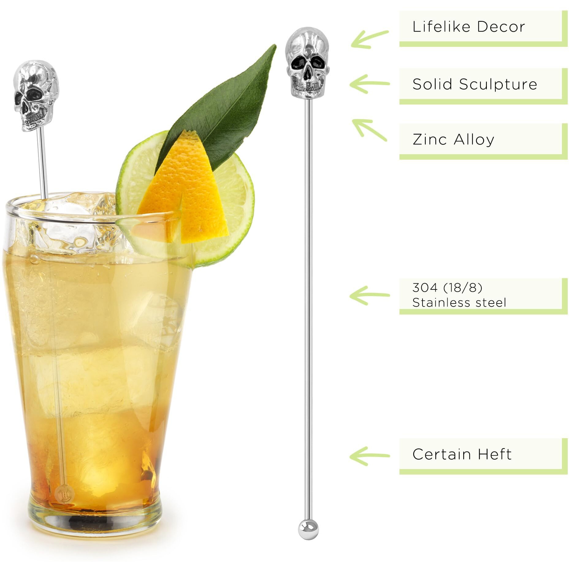 Homestia 6 Pieces Cocktail Stirrers For Drinks Reusable Coffee Stirrers  Gothic Skull Stirring Sticks Metal Stir Sticks For Coffee Bar  Hhalloween Kitchen Accessories