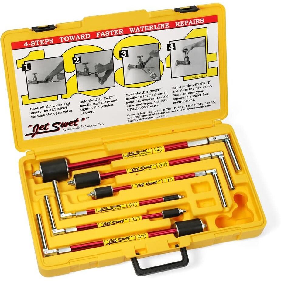 Jet Swet 6100 Kit - Sizes 1/2"" Through 2"" Jet Swets (6 Tools) With Pvc Heavy Duty Carrying Case  Pro Plumbing Plugs For Fast Water Line Repairs  Solder Without Fully Draining Water System