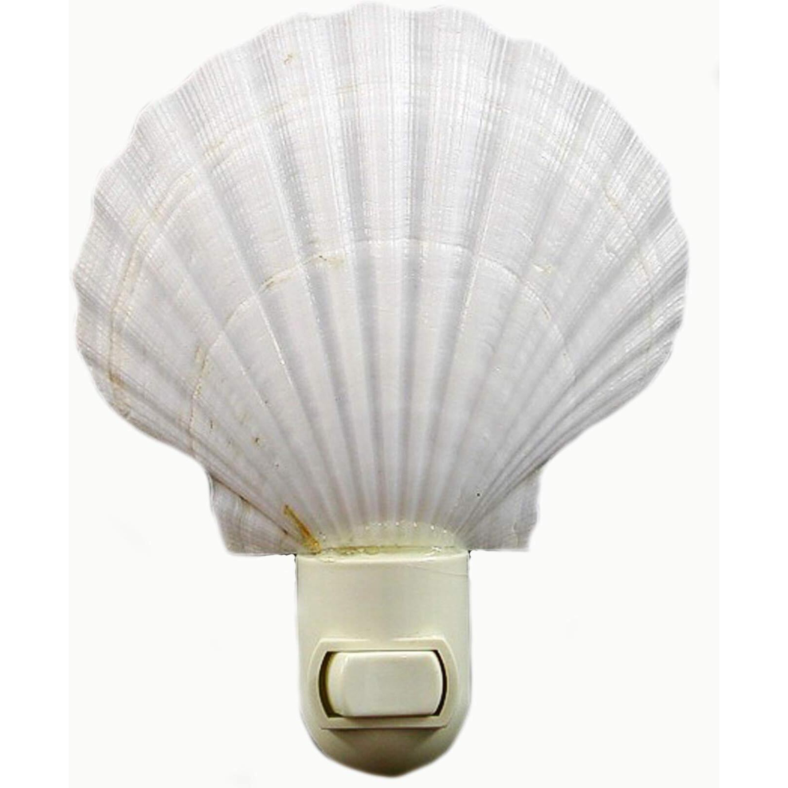 Florida Shells And Gifts Inc. Seashell Night Light Real White Scallop Shell Beach Decor W. On/Off Switch Beautiful Coastal Cottage