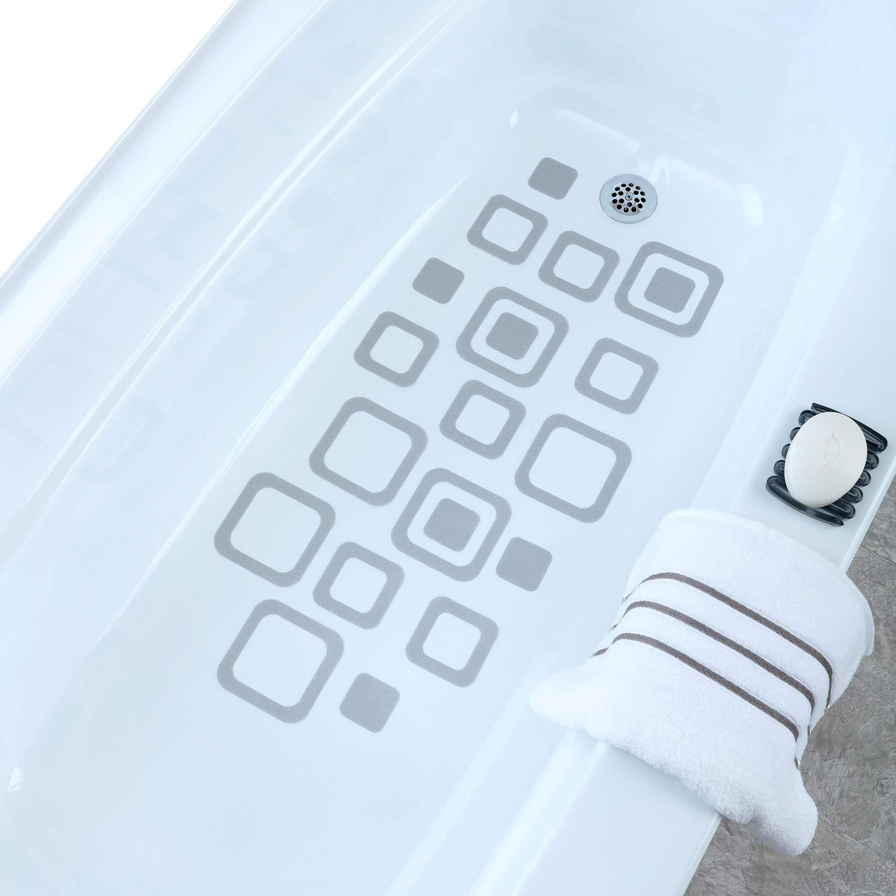 Slipx Solutions Adhesive Square Safety Treads Add Non-Slip Traction To Tubs  Showers & Other Slippery Spots - Design Your Own Pattern (21 Pieces  Reliable Grip  Gray)