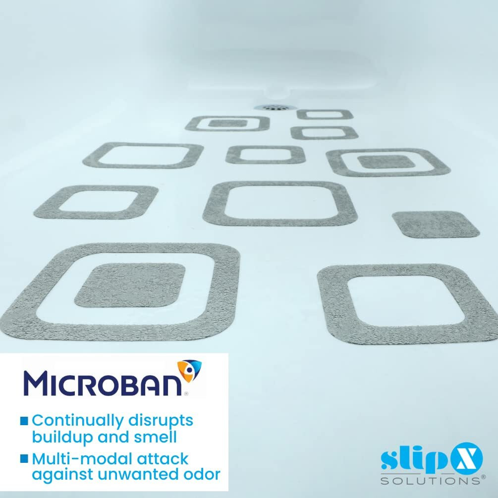 Slipx Solutions Adhesive Square Safety Treads Add Non-Slip Traction To Tubs  Showers & Other Slippery Spots - Design Your Own Pattern (21 Pieces  Reliable Grip  Gray)