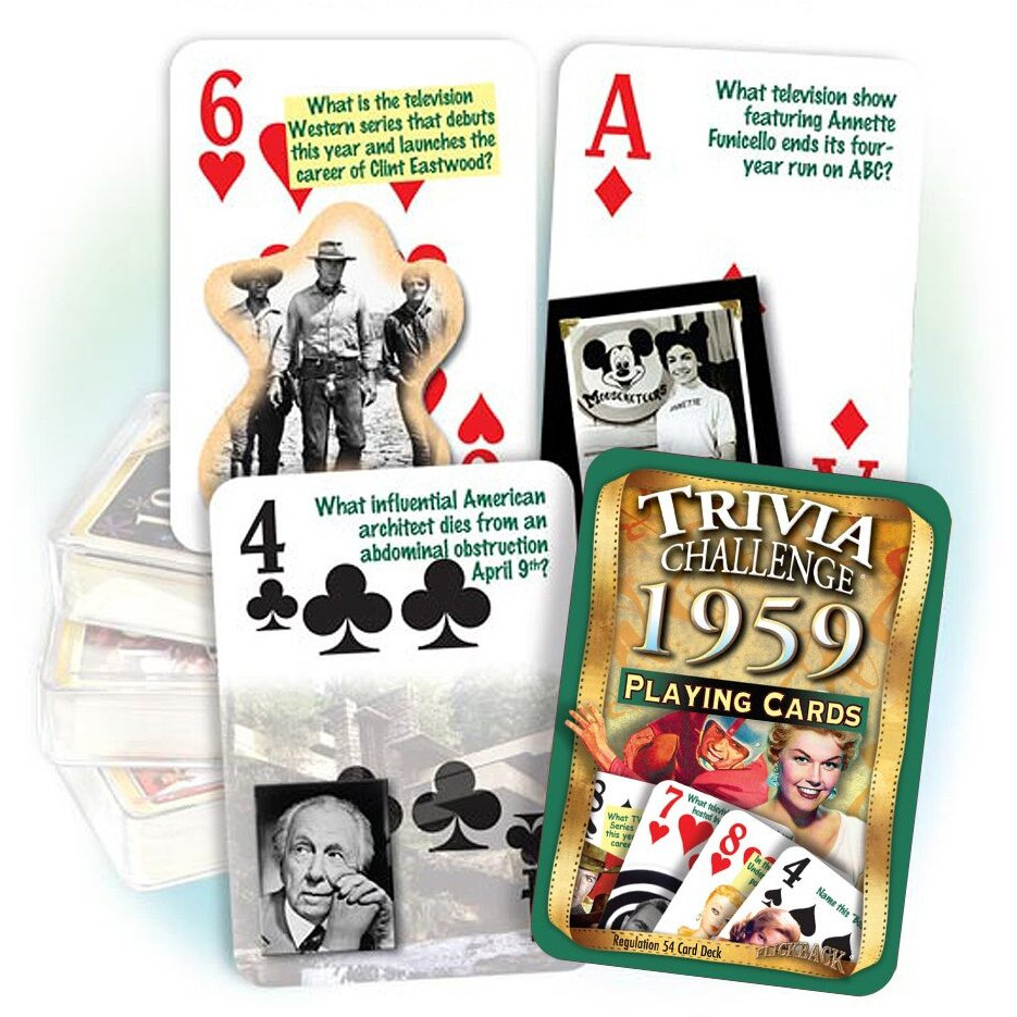 Flickback 1959 Trivia Playing Cards Birthday