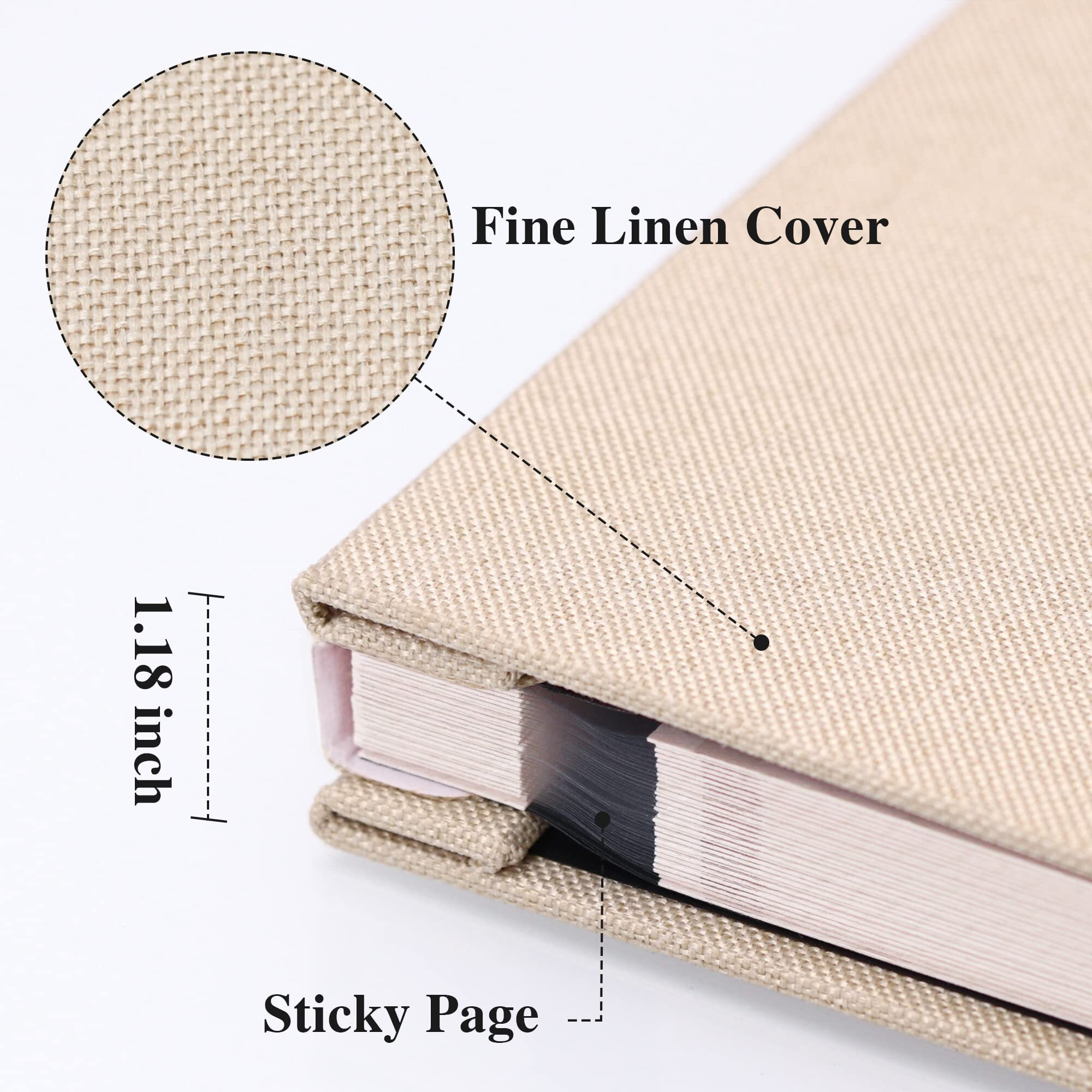 Vienrose Large Photo Album Self Adhesive For 4X6 5X7 8X10 Pictures Scrapbook Album Diy Scrap Book 40 Sticky Pages With A Metallic Pen Beige