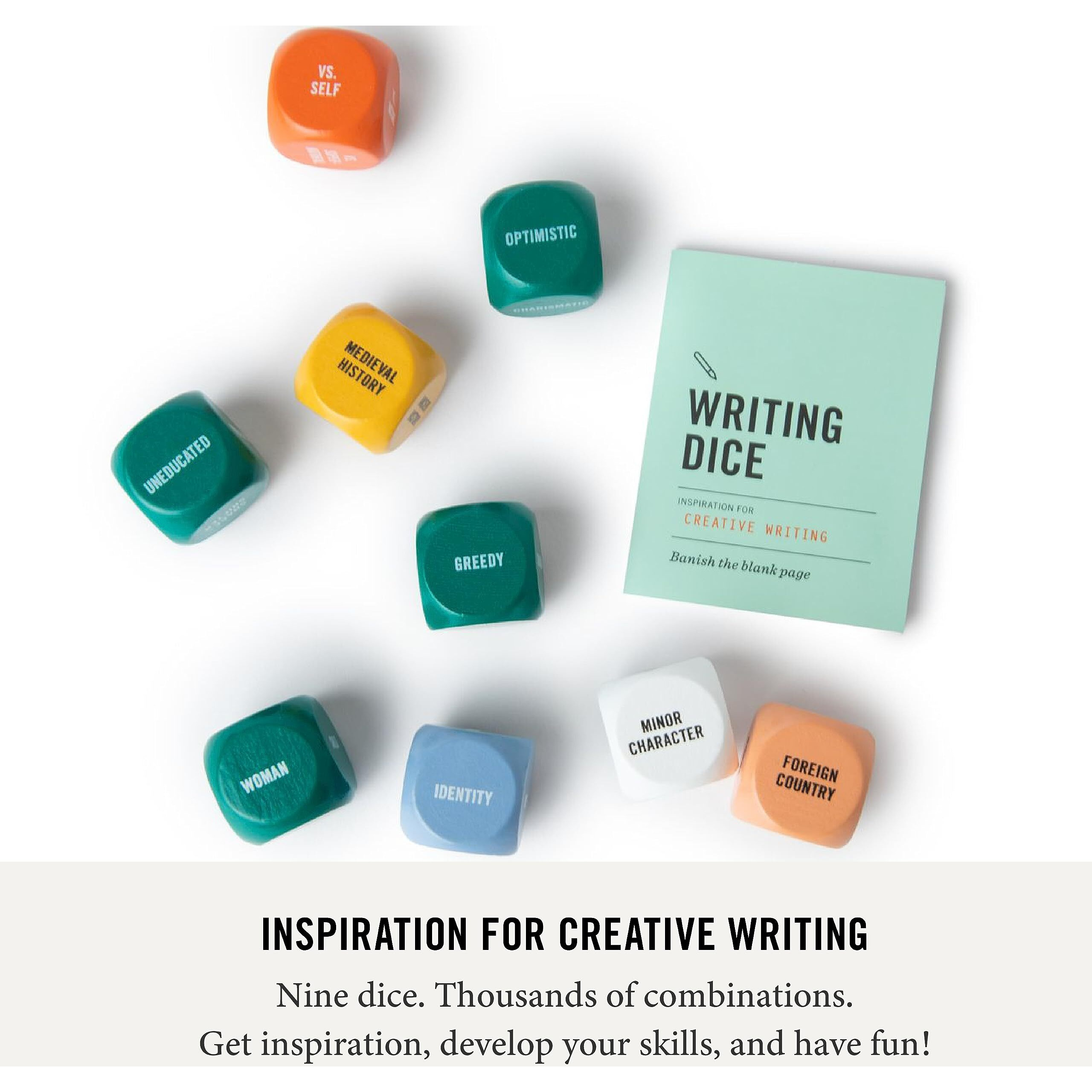 Two Tumbleweeds Writing Dice - Creative Writing Game For Adults  Writers & Teachers - Set Of 9 Dice For Story Inspiration - Gifts For Writers - 1+ Players