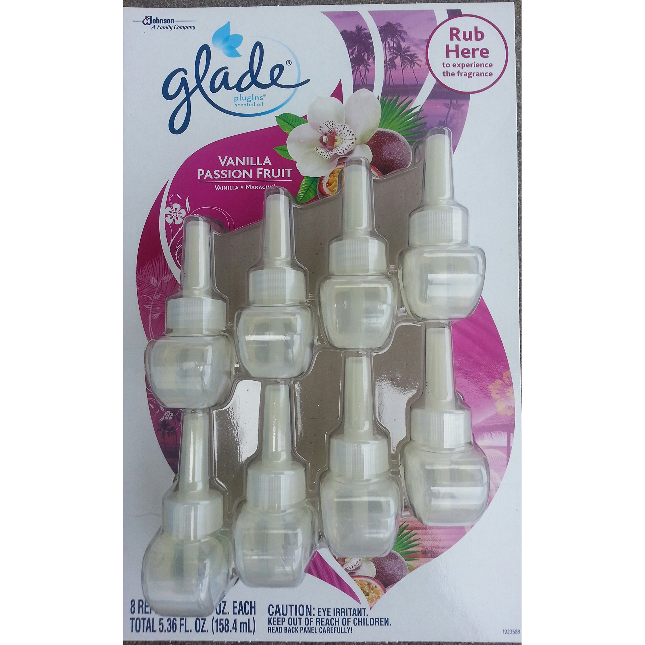 Glade Plugins Scented Oil Air Freshener Refills  Vanilla Passion Fruit  Pack Of 8 Count Refills