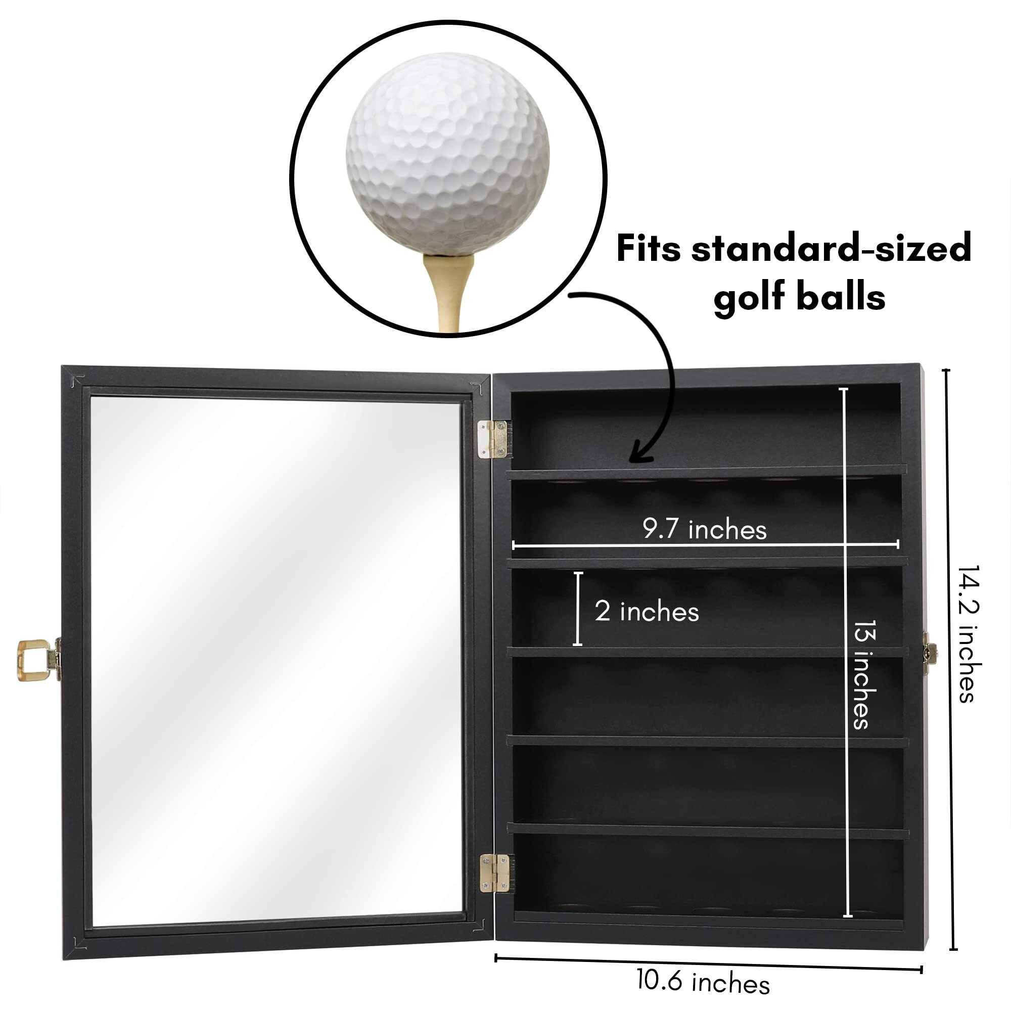 Americanflat Golf Ball Display Case In Black - Wall Display Case For 30 Treasured Golf Balls - Composite Wood With Glass Cover Golf Ball Holder - Hanging Hardware Included For Wall Or Shelf