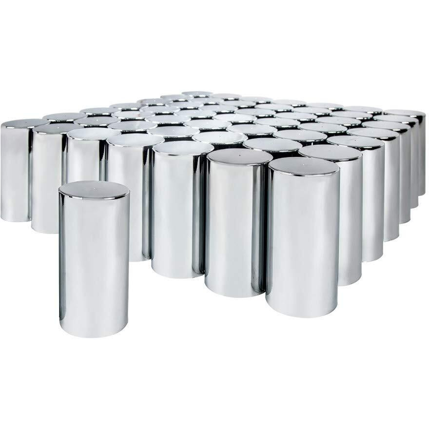 United Pacific 10034Cb - Wheel Lug Nut Cover Set - 33Mm X 4-1/4&quot&quot Chrome Plastic Tall Cylinder Nut Cover - Thread-On (60