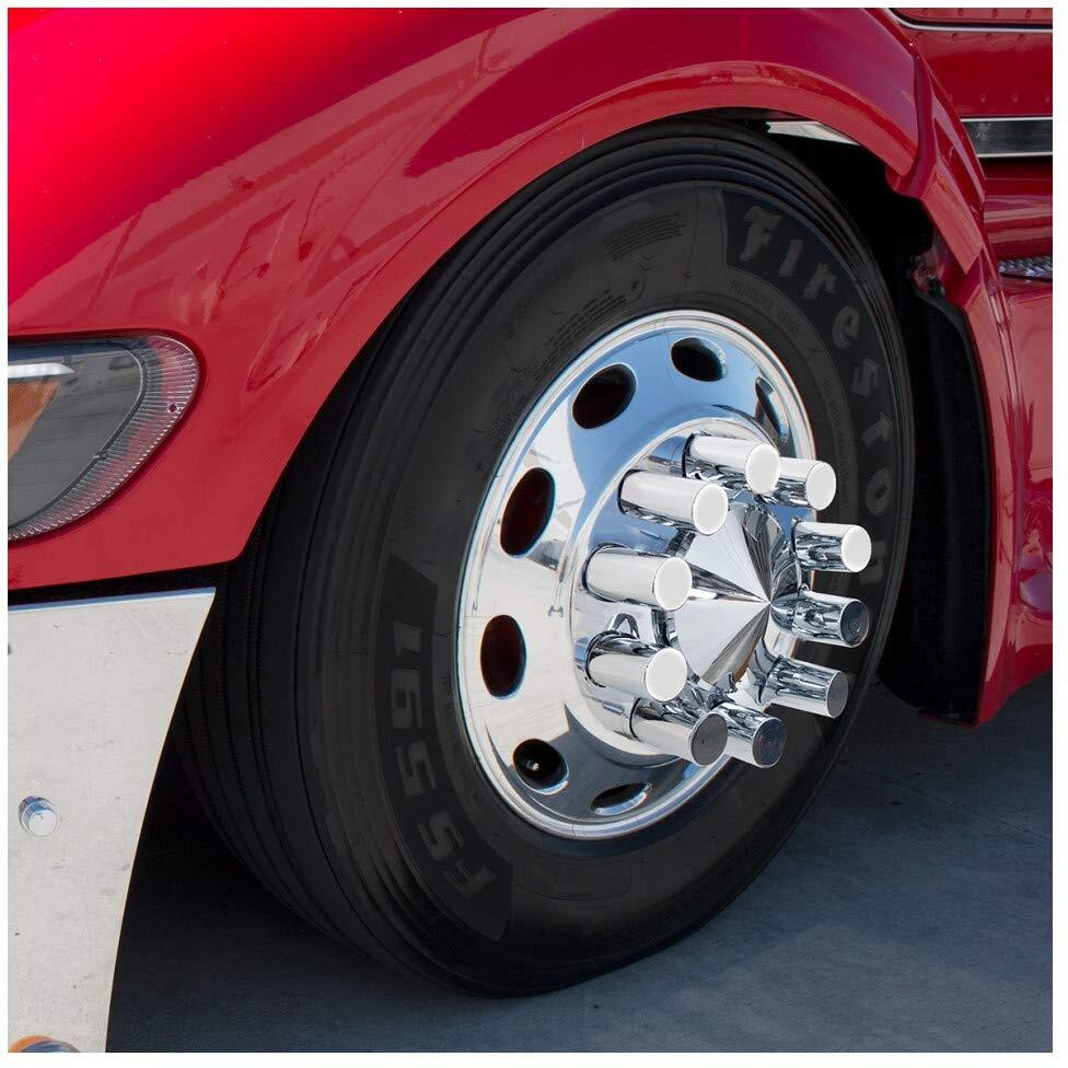 United Pacific 10034Cb - Wheel Lug Nut Cover Set - 33Mm X 4-1/4&quot&quot Chrome Plastic Tall Cylinder Nut Cover - Thread-On (60