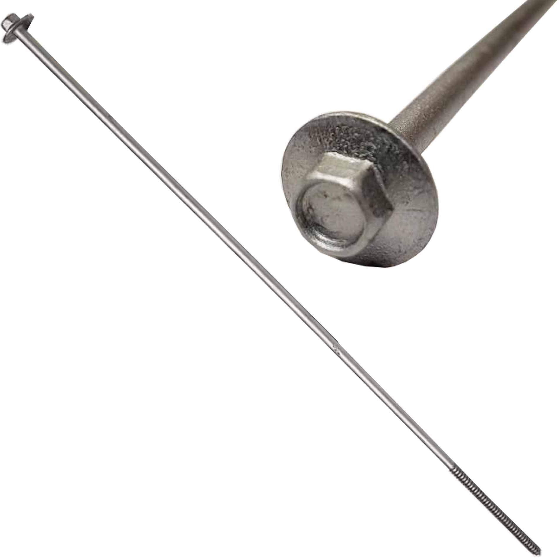 (10) 14"" - Galvanized Timber Tie - Hex Head Structural Screw - Great For Outdoor Landscape Use - Coarse Thread For Secure Hold - Rust Resistant Screw - Heavy Duty 3/16"" For Extra Hold