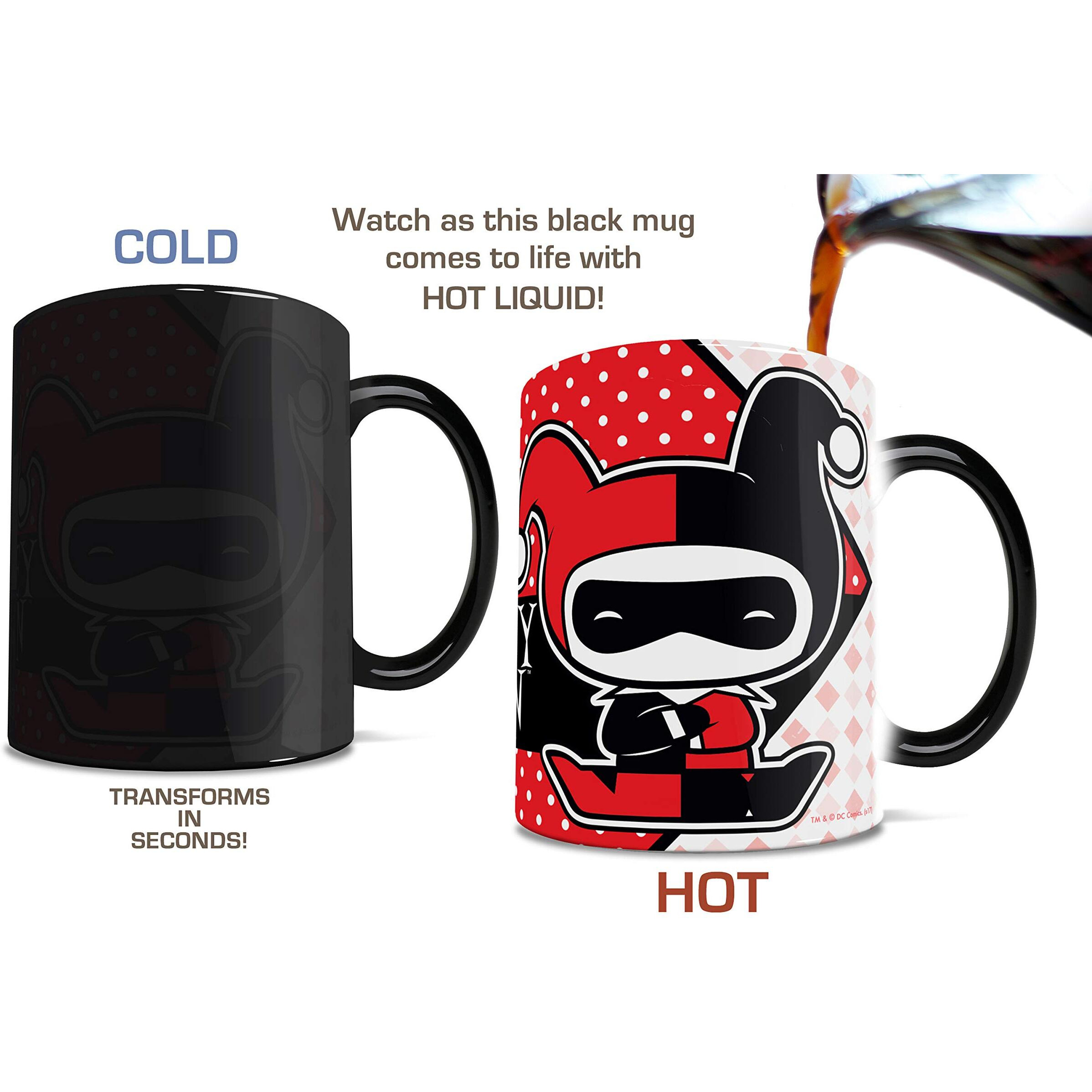 Morphing Mugs Dc Comics - Harley Quinn - Chibi Cartoon - Justice League - 11 Oz Heat Sensitive Mug - Ceramic Color Changing Coffee Tea Mug