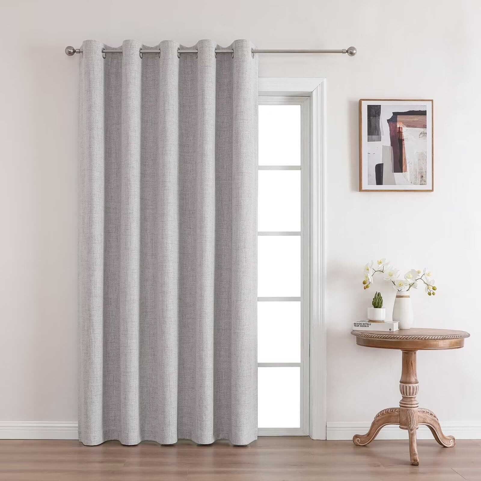 Joydeco Blackout Room Divider Curtains  Extra Wide Sliding Door Curtains Living Room Curtains  Greyish White 1 Panel 70X90 Inch Patio Door Curtains For Room Privacy