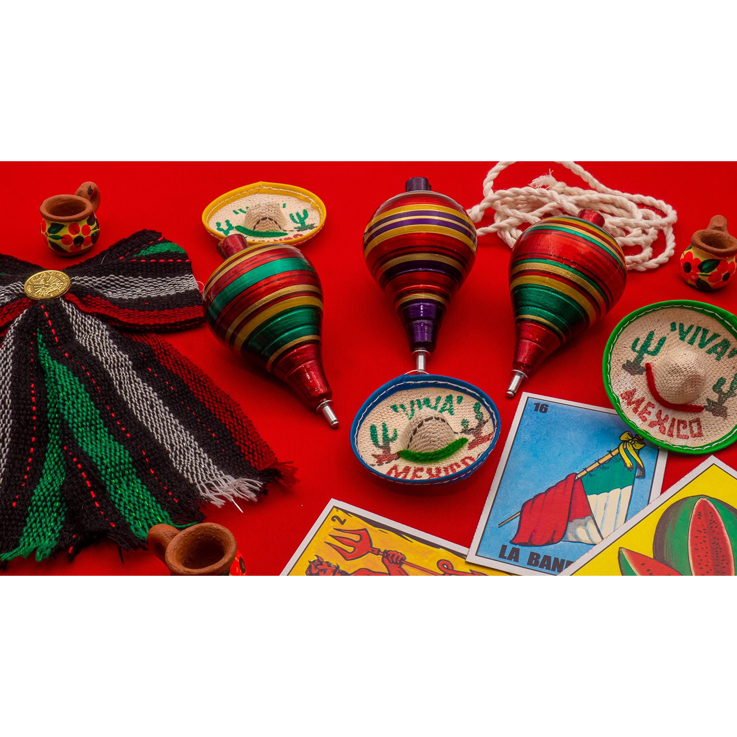 Spinning Top Trompo - 3-Pack Wood Carved Spinning Tops - Sturdy Steel Point For Enhanced Stability - Exquisite Craftsmanship - Ideal For Beginners And Intermediates - Trompos De Mexico De Madera
