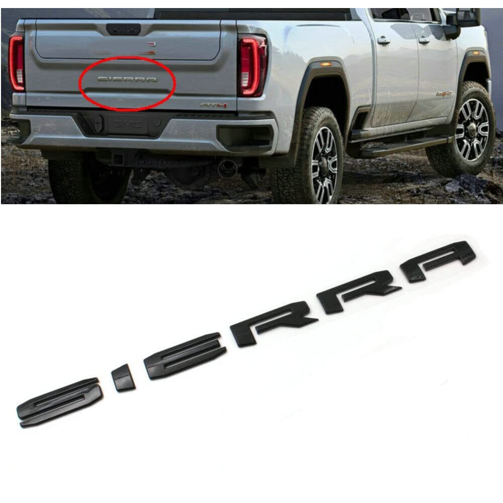 1Pc 2019-2025 Big Sierra Emblem Rear Liftgate Letter Nameplate Badge 3D Compatible With Sierra 1500 2500Hd 3500Hd At4 85002068 (All Black)