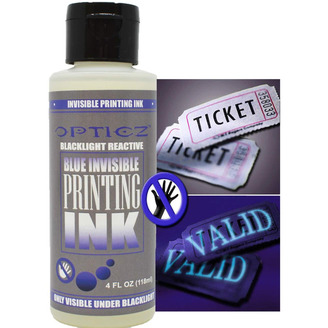 Opticz Industrial Invisible Blue Uv Blacklight Reactive Security Ink (4 Ounce Bottle)