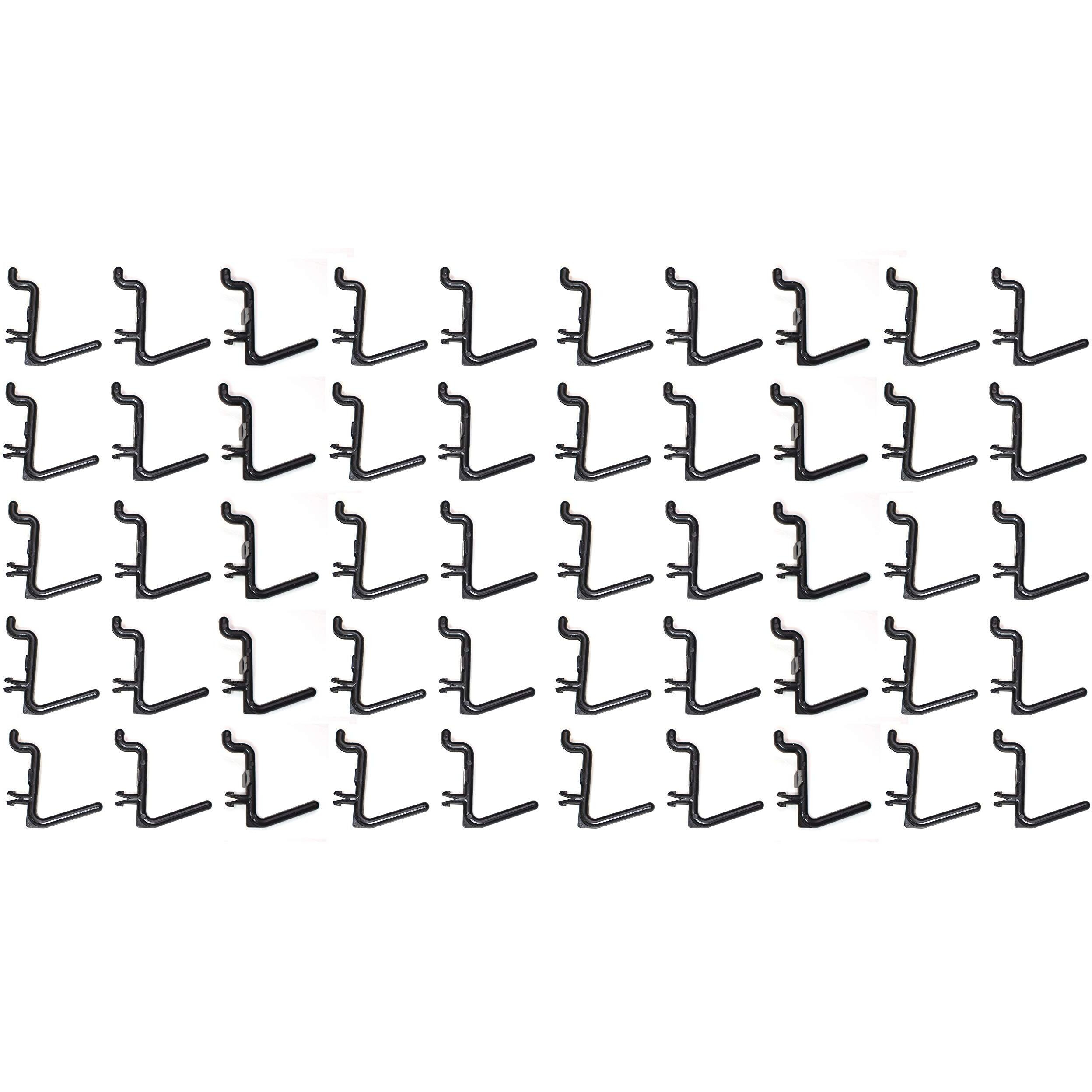 Jsp Manufacturing Plastic Black L Style Pegboard Hooks Garage Tool Storage Fits 1/4"" Pegboard Holes (Pegboard Not Included) (100)