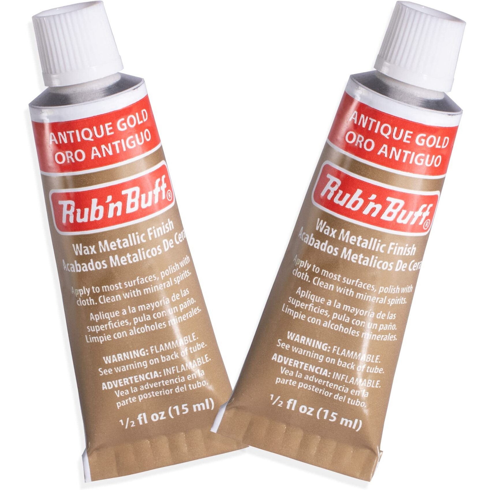 Amaco Rub N Buff Wax Metallic Finish - 2 Rub N Buff Antique Gold 15Ml Tubes - Versatile Gilding Wax For Finishing Furniture Antiquing And Restoration - Rub And Buff Colors Set Of Two