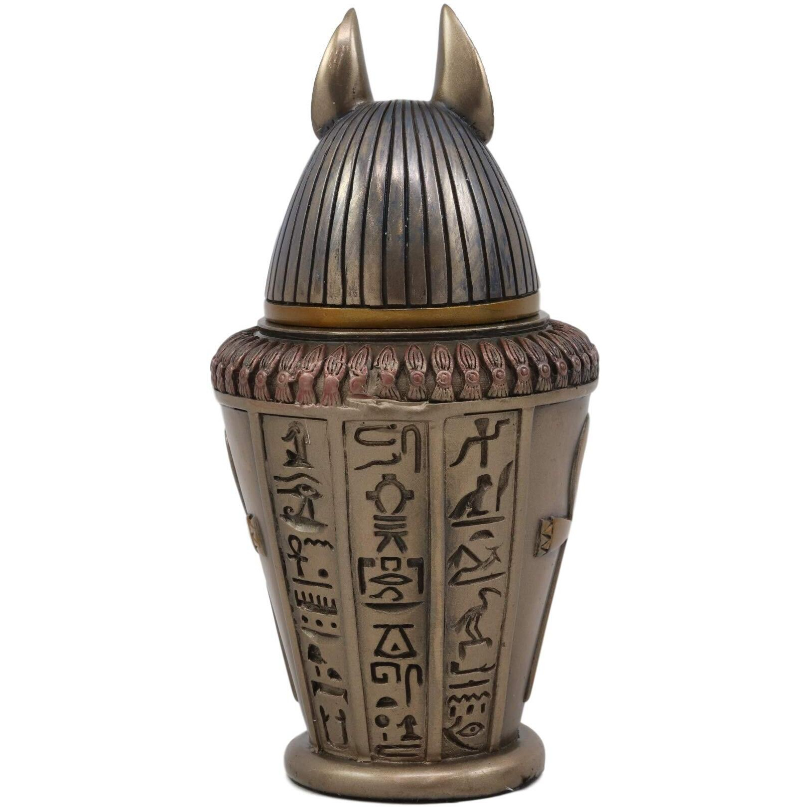Ebros Ancient Egyptian Gods And Deities Duamutef Canopic Jar Statue 5.75"" H Four Sons Of Horus With Winged Scarab And Ankh Base Figurine Storage Box Kingdom Egypt Collectible Decor Sculpture Replica