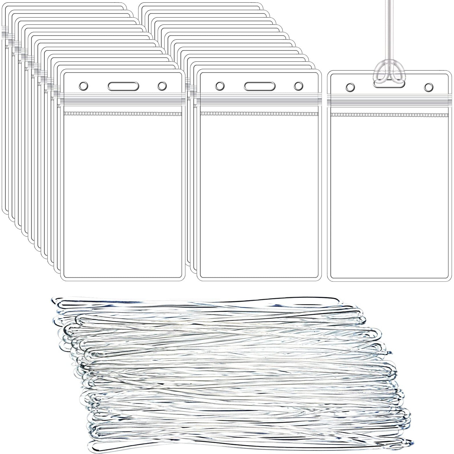 100 Pack Clear Luggage Tags Bag Tags Holder Identification Id Card Badge Holder With Luggage Tag Loop Straps For Business Travel And Office Supplies