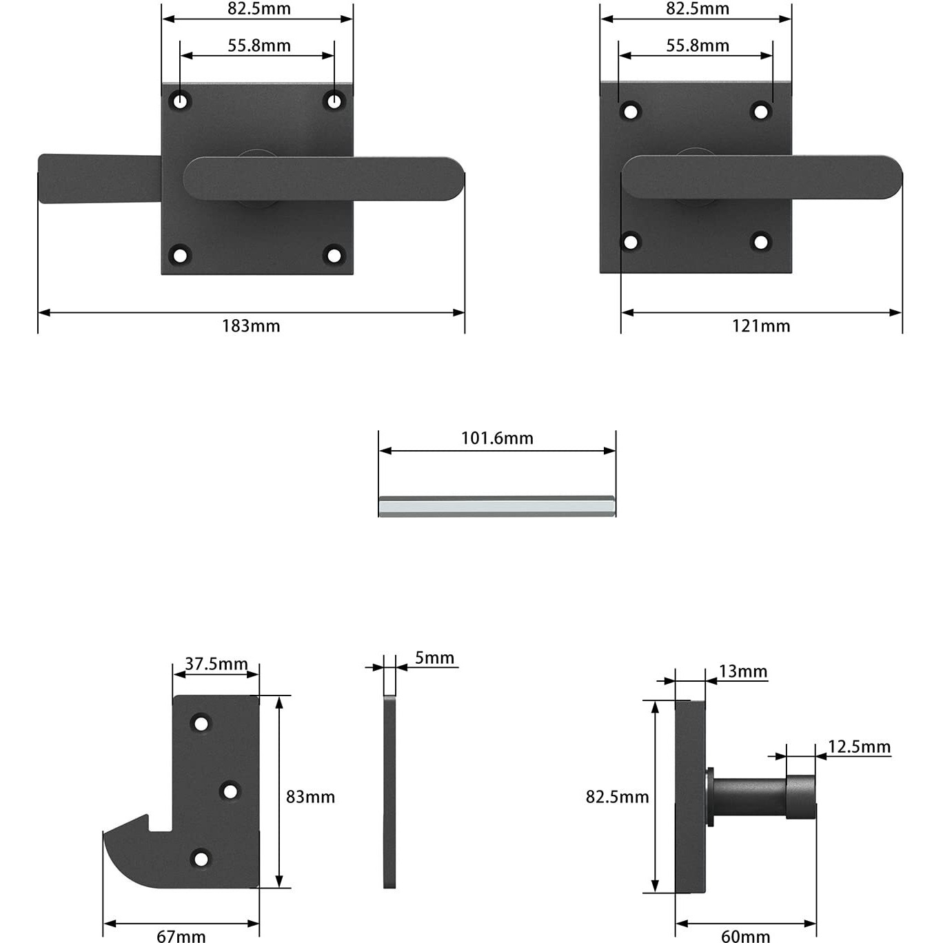 Sdstone Double Sided Gate Latch For Wooden Fence Heavy Duty Aluminum Swinging Door Latch Gate Hardware Black