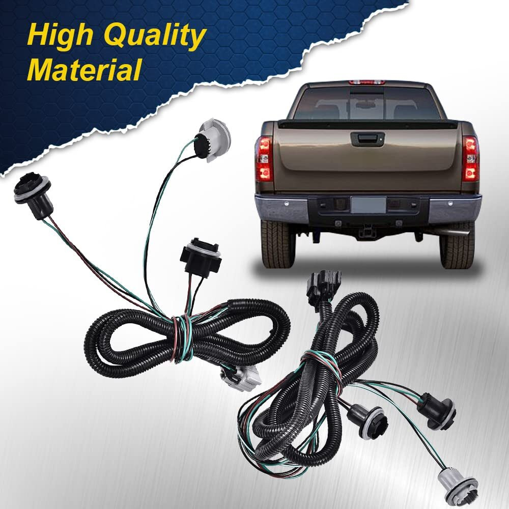 Pit66 Left & Right Tail Light Lamp Wiring Harness  Compatible With 07-14 Chevy Silverado/08-14 Gmc Sierra Lh Rh Side