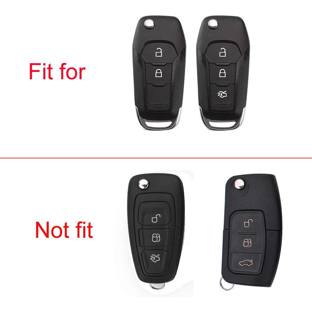 Royalfox(Tm 2 3 Buttons Soft Tpu Flip Remote Key Fob Case Cover For 2015 2016 2017 2018 2019 Ford F150 F250 Focus 3 Escort Kuga Everest Fiesta Mustang Edge Mkv Fusion 2016 Ranger (Silver)