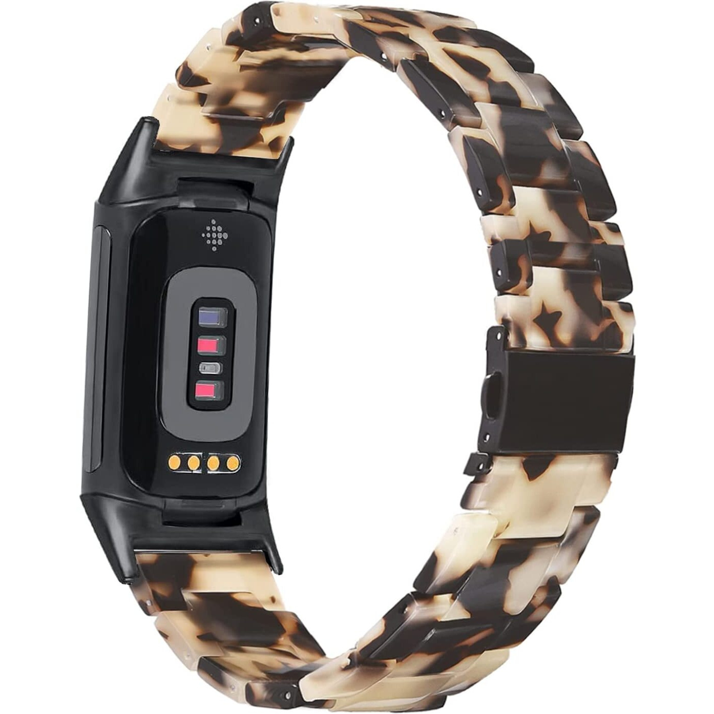 Wongeto Resin Bands Compatible For Fitbit Charge 5 Band Women Men Resin Replacement Wristband Strap Blacelet For Fitbit Charge 5 (Tortoise Stone)