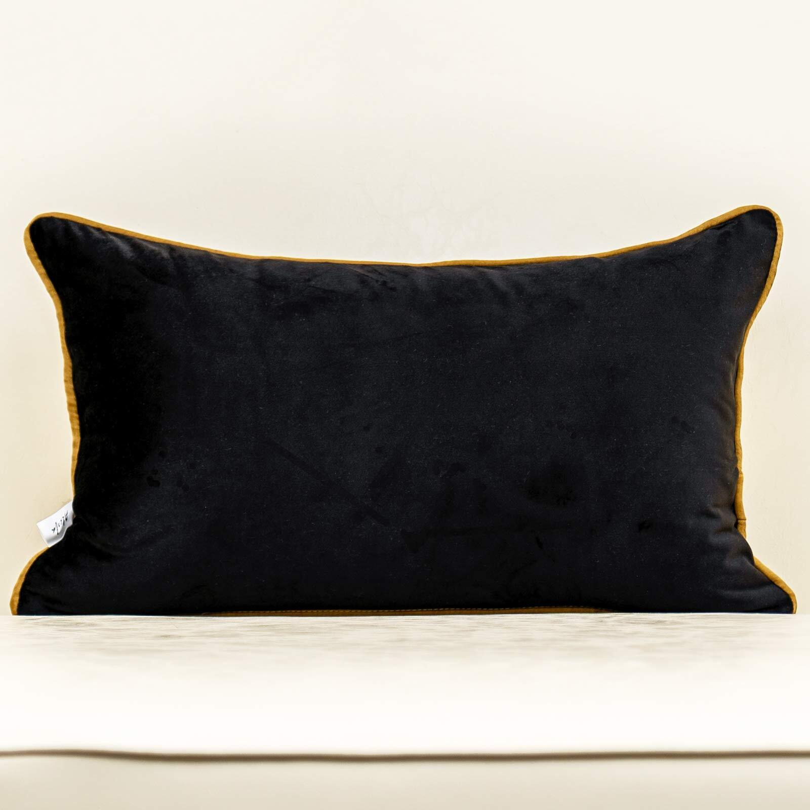 Alerfa 12 X 20 Inches Black Geometric Gold Leather Striped Cushion Cases Embroidery Modern Throw Pillow Covers Decorative Pillows For Couch Living Room Bedroom Car 30 X 50Cm
