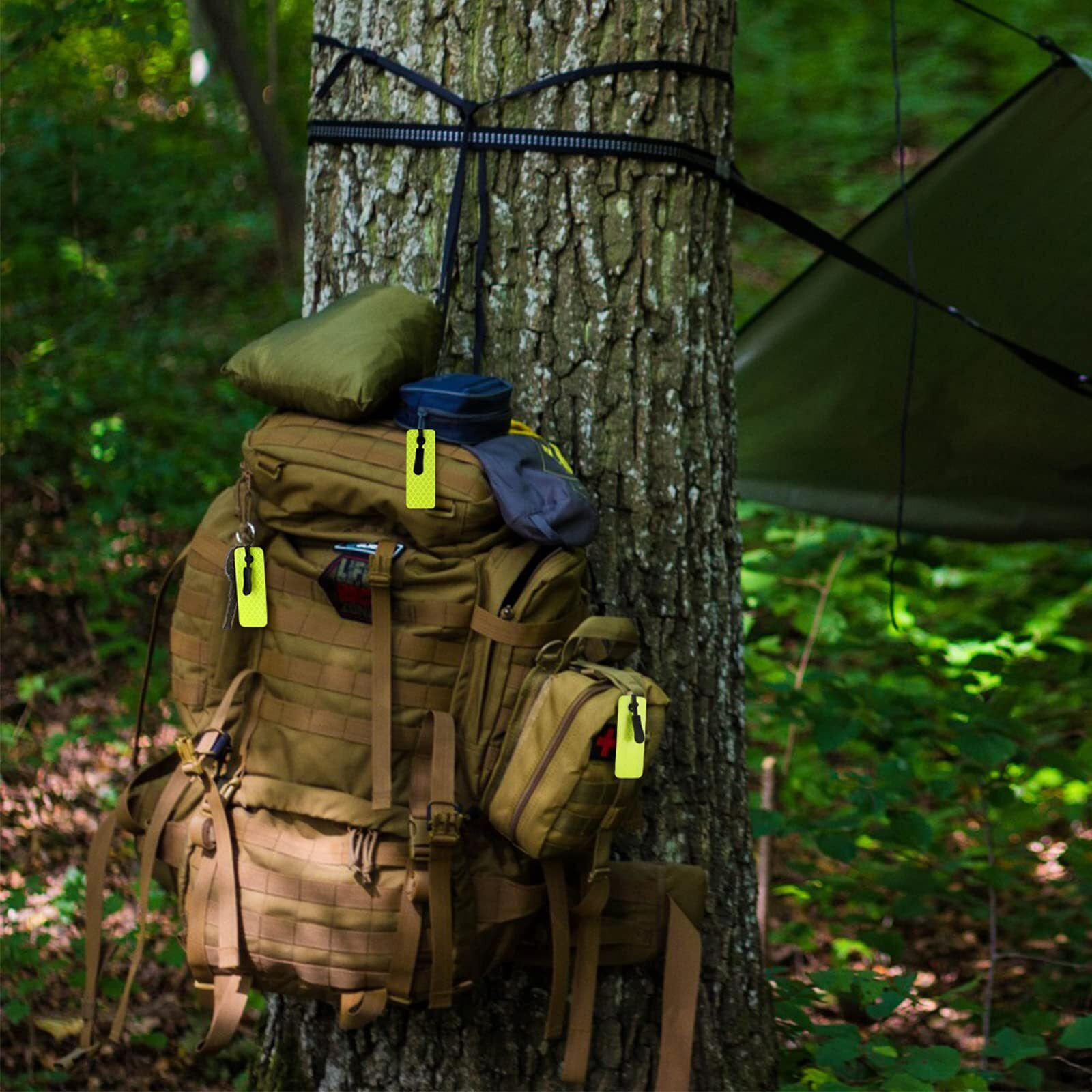 Cindeer 12 Pcs Reflective Tags Reflective Zipper Keychain Reflector Tags Visible For Kids Adults Backpack Dog Collar Bags(Lanyard)