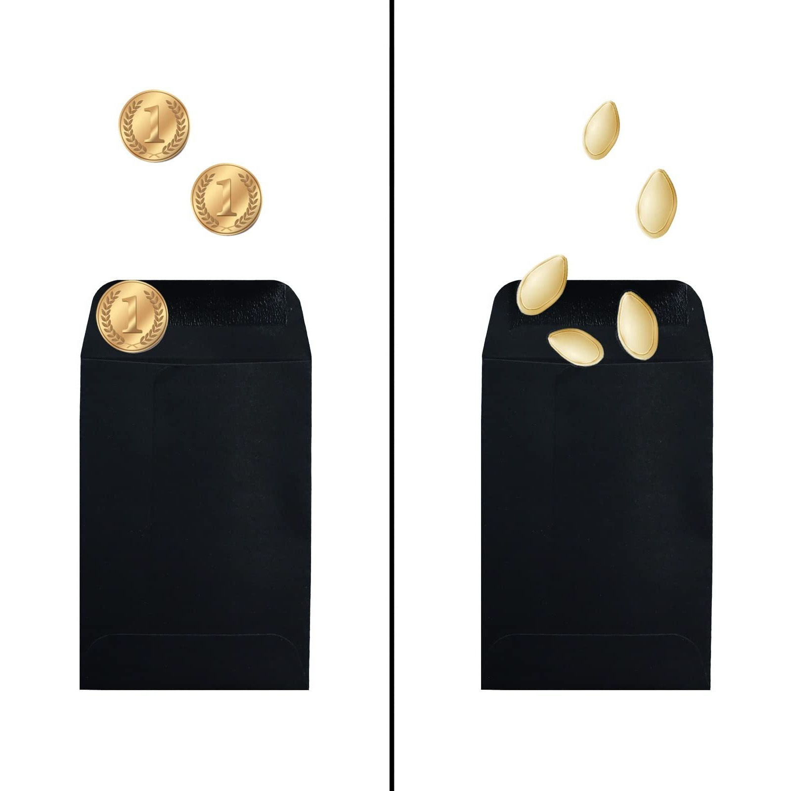 Bonfasvo 200 Pack 3 Black Coin Envelope 2.5 X 4.25 Inches Kraft Envelopes Classic Small Parts Envelopes With Self Adhesive Gummed Flap For Coins Cash Credit Cards Seeds