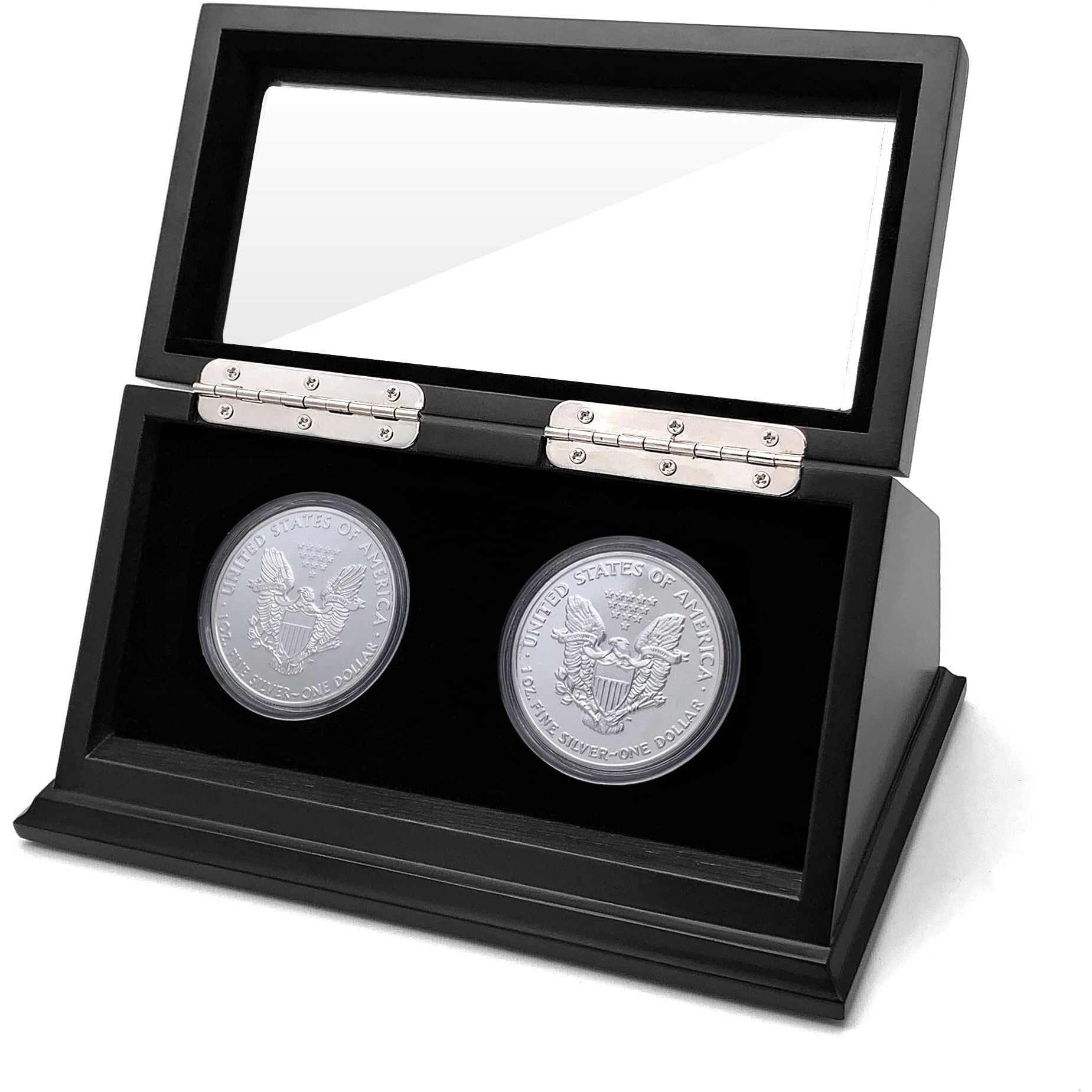 Chez Monett Challenge Coin Display Case 1.5-1.75 Inch 38-44.5 Mm Coin Holder 1 Slot (Black  2 Slots)