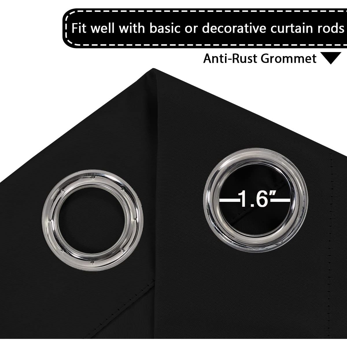 H.Versailtex 100% Blackout Curtains For Sliding Glass Door Room Divider Curtains Noise Reduce Curtain Panel Portable Window Screen Sliding Partition  W120 X L96 Inches/8' Tall By 10' Wide  Black