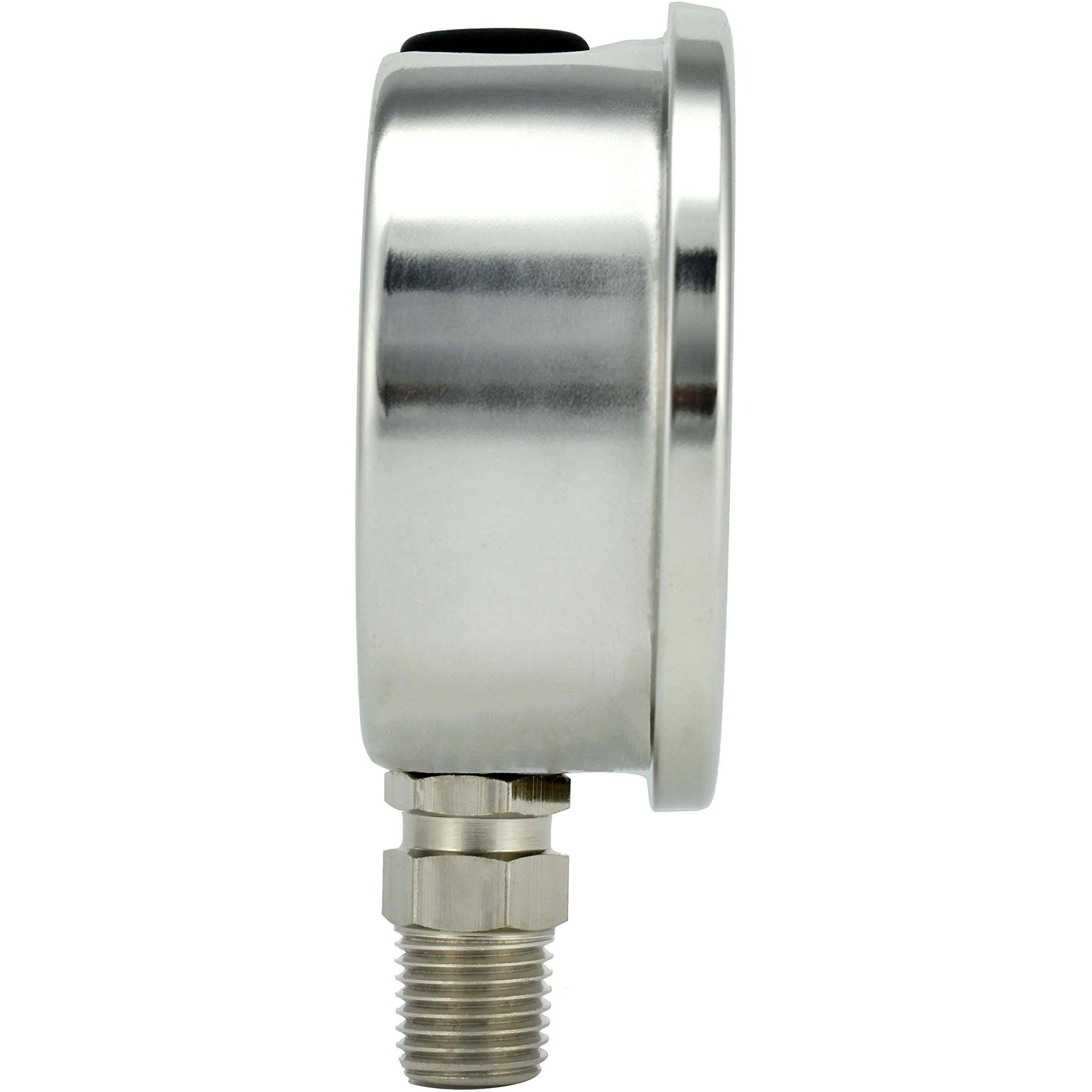 Carbo Instruments Stainless Steel Pressure Gauge Dual Display (-30 Hg - 0-160 Psi/Kpa) - 2 1-2"" Glycerine Liquid Filled Water Air Oil Gas Gauge With Polycarbonate Lens - Compound Vacuum - 1/4"" Npt