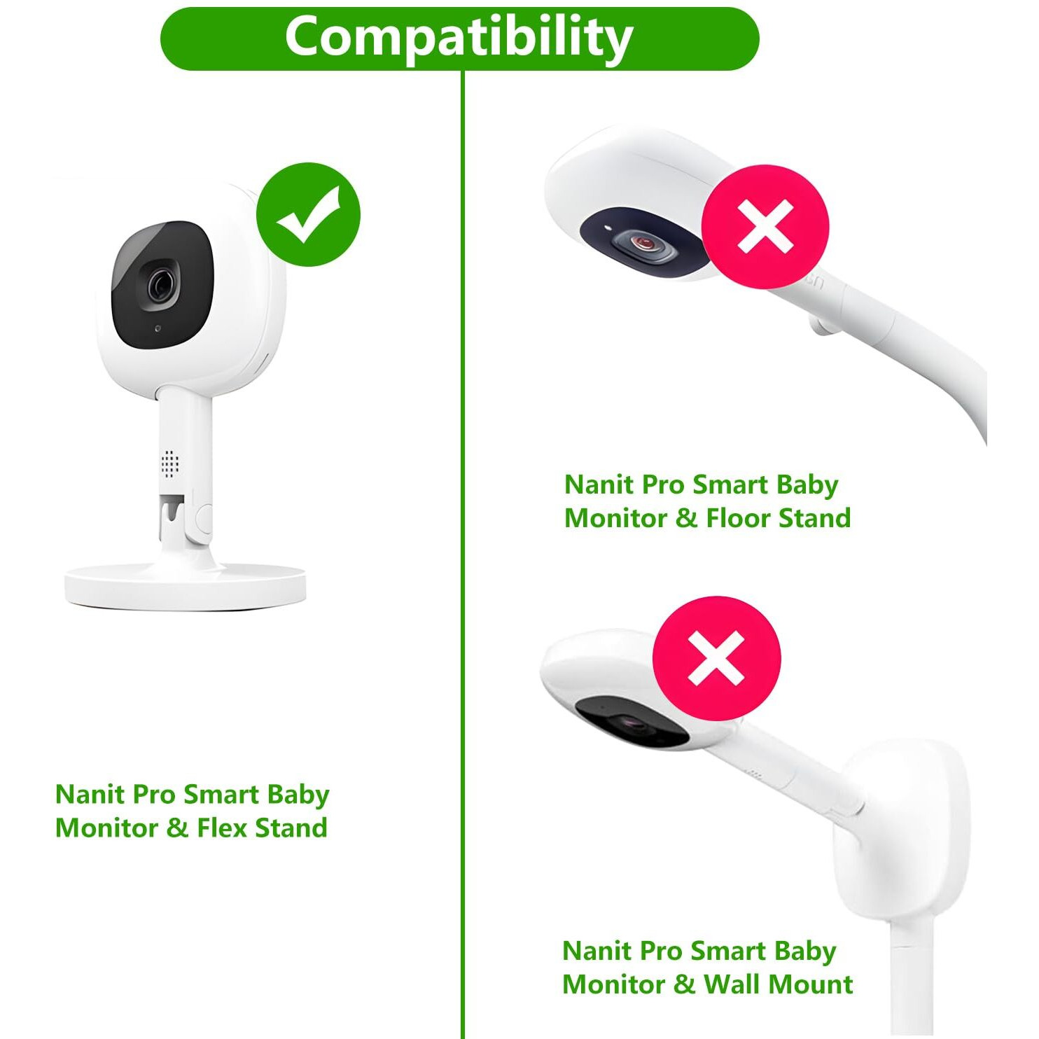 Adjustable Baby Monitor Wall Mount Compatible With Nanit Pro Smart Baby Monitor & Flex Stand  Baby Camera Wall Mount With Perfect View Angle And Easy To Install