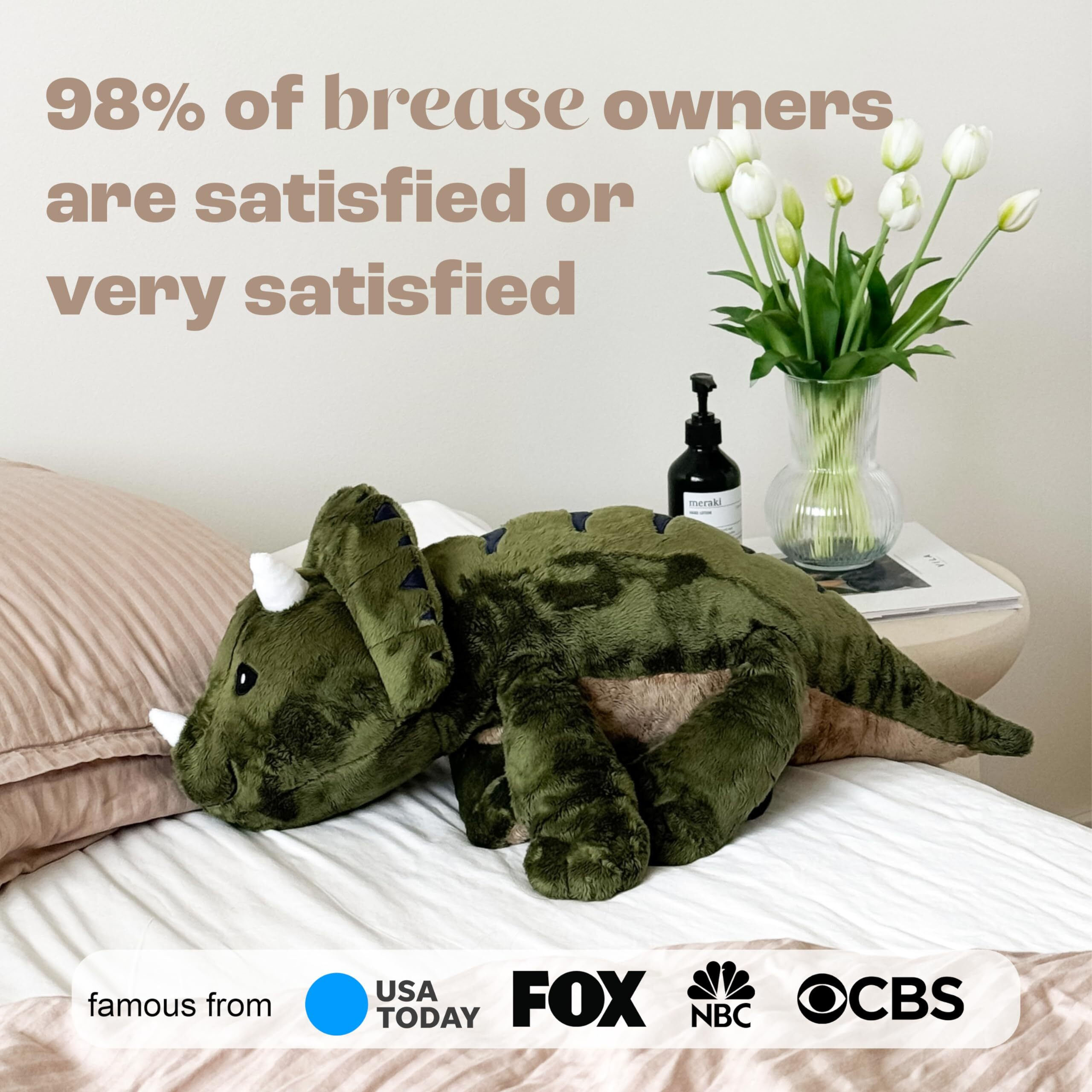 Brease 5 Lb Weighted Green Dinosaur Stuffed Animal - Large  Cute Plush Toy Dino For Gentle Embrace And Peaceful Times  Huggable Companion For Kids & Adults  Ideal Heavy Plushie For All Ages