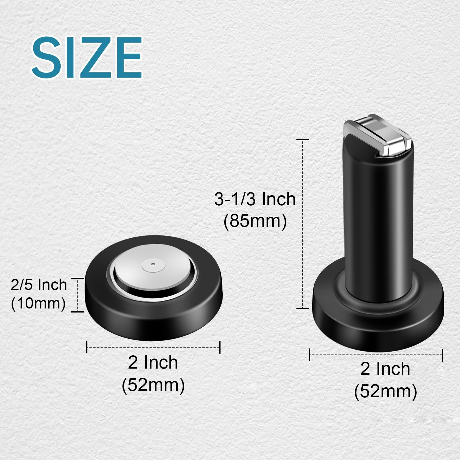 Door Stoppers  Magnetic Door Stop  Heavy Duty Stainless Steel Door Catch  Holder Your Door  Modern Wall/Ground Mount Door Stopper  Black  2 Pack