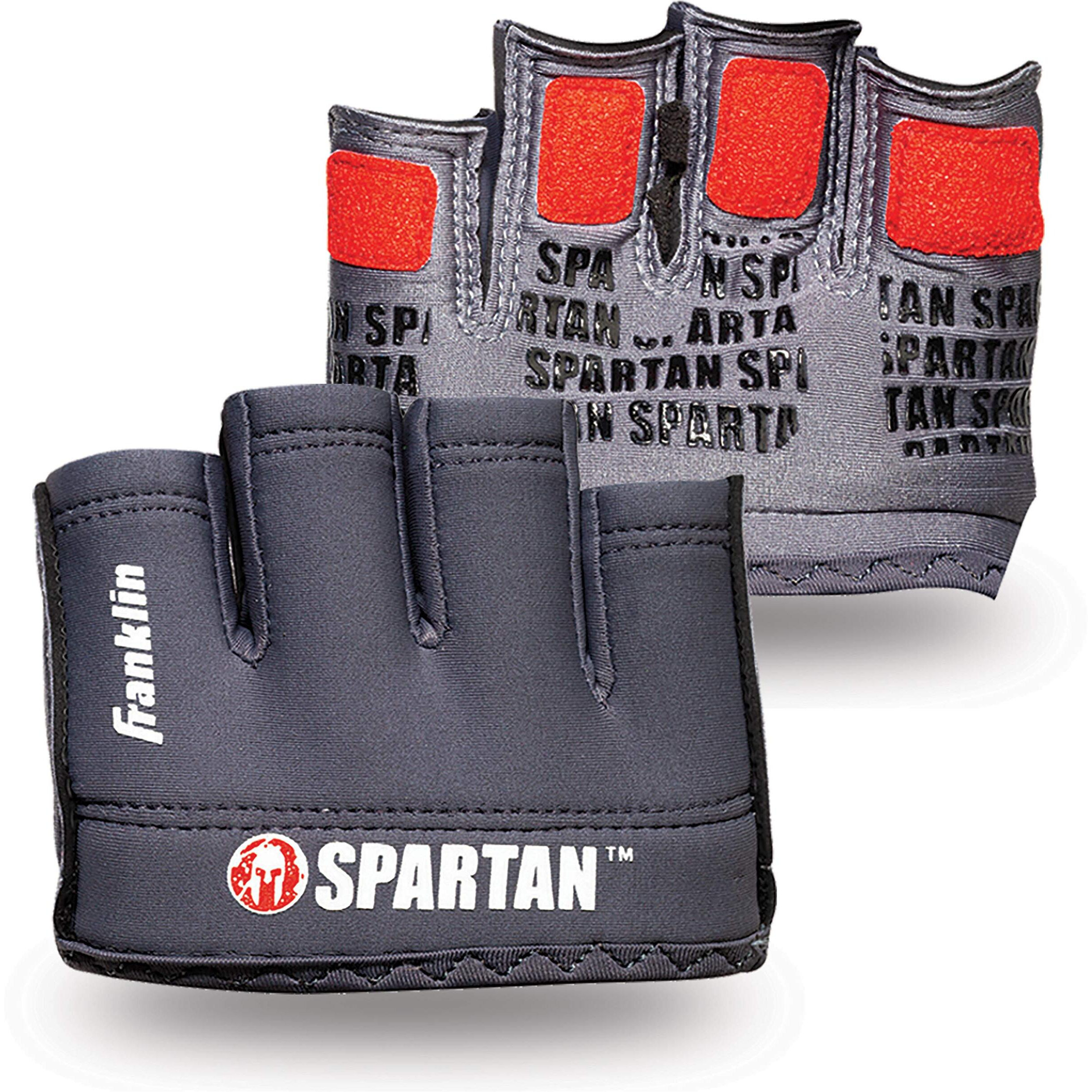 Franklin Sports Spartan Race Minimalist Traditional Ocr Glove Pair  Grey/Red - Adult X-Small
