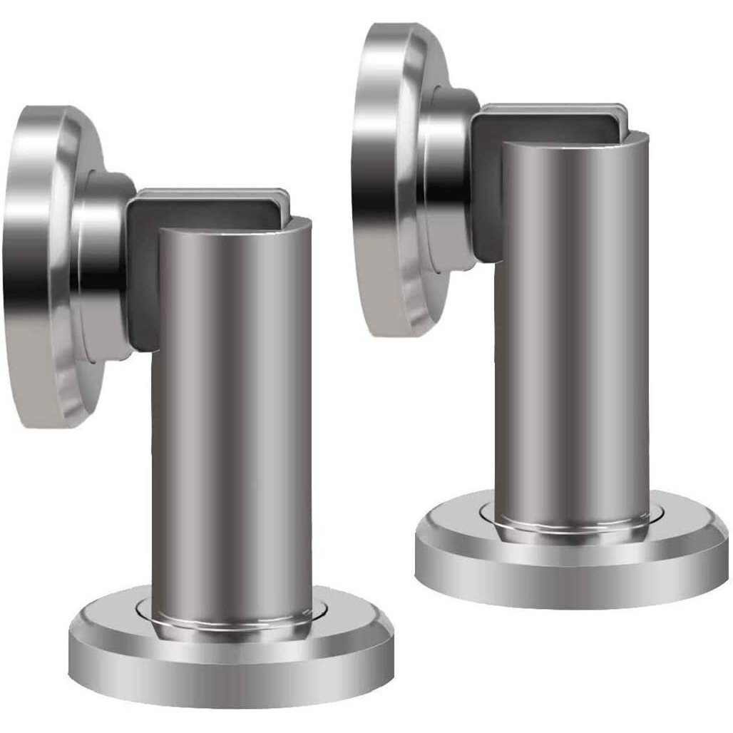 Door Stopper  Magnetic Door Stop  Heavy Duty Stainless Steel Door Catch  Holder Your Door  Modern Wall/Ground Mount Door Stopper  Brushed Nickel  2 Pack