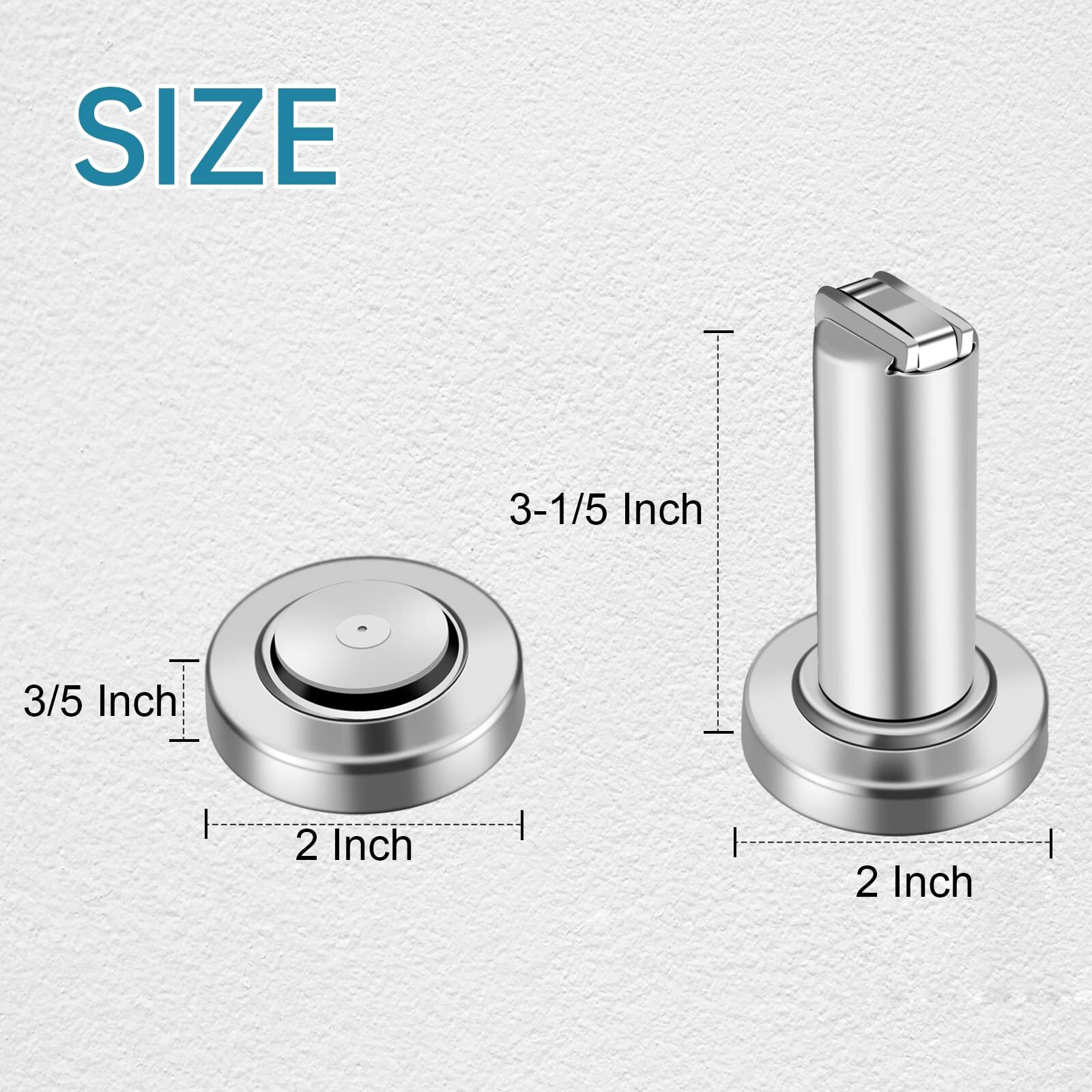 Door Stopper  Magnetic Door Stop  Heavy Duty Stainless Steel Door Catch  Holder Your Door  Modern Wall/Ground Mount Door Stopper  Brushed Nickel  2 Pack