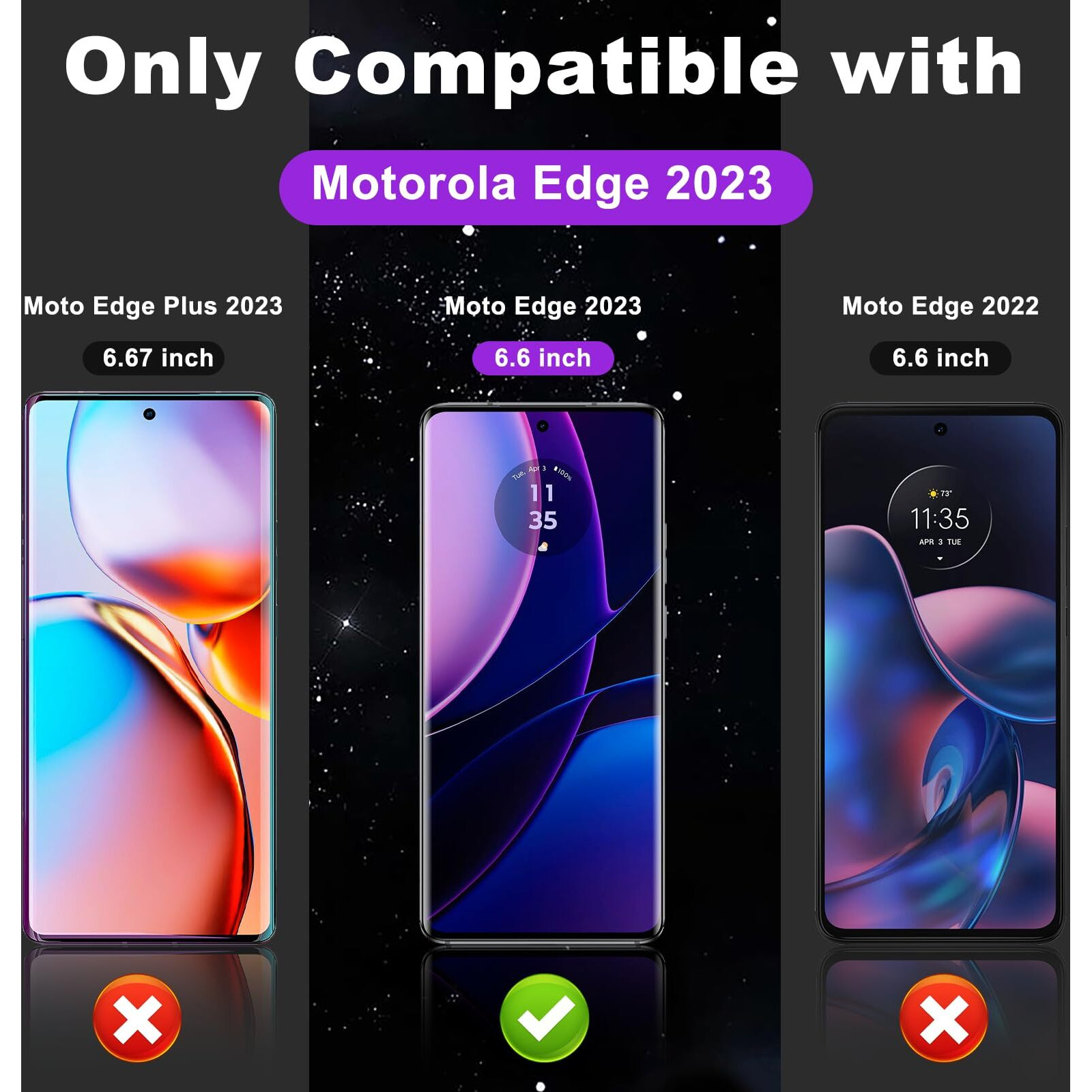 Lywhl 3 Pack For Motorola Edge 2023 Screen Protector Tpu [Not Glass] [Support Fingerprint Unlock] Bubble Free  Touch Sensitive  3D Curved Max Coverage For Motorola Edge 2023