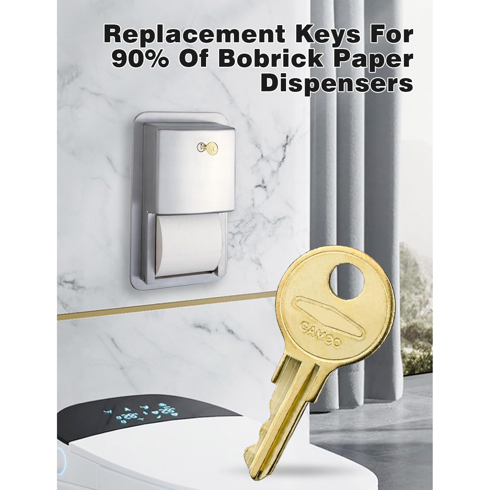 Dispenser Keys For Bobrick  10-Pack 33043 Cat74 Toilet Paper Towel Dispenser Key Compatible With Janitor Bobrick Cat 74 Dispenser
