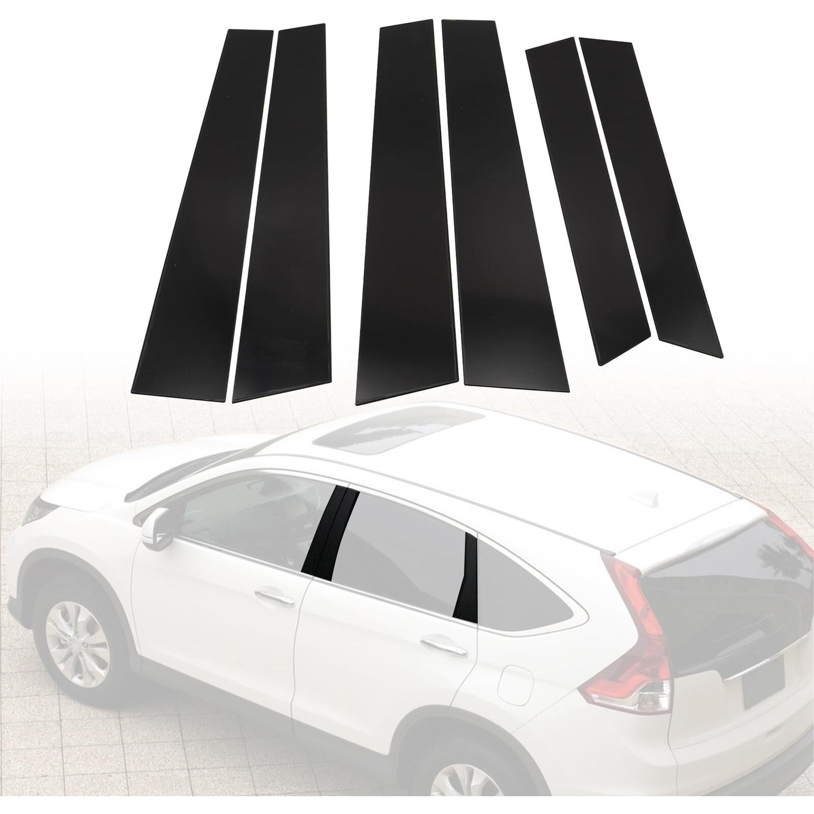 Secosautoparts 6Pcs Black Exterior Door Window Pillar Posts Molding Cover Trim Stickers Anti Scratch Window Molding Door Trim Compatible With Honda Crv 2007 2008 2009 2010 2011