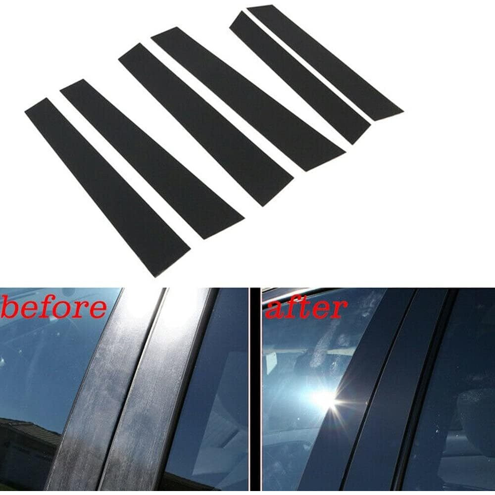 Secosautoparts 6Pcs Black Exterior Door Window Pillar Posts Molding Cover Trim Stickers Anti Scratch Window Molding Door Trim Compatible With Honda Crv 2007 2008 2009 2010 2011