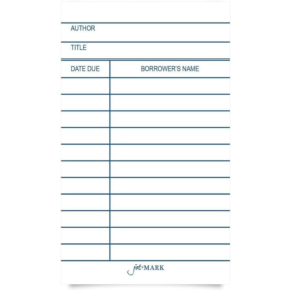 Jot & Mark Library Due Date Note Cards | Checkout Catalog Book Cards (100 Cards Per Pack)